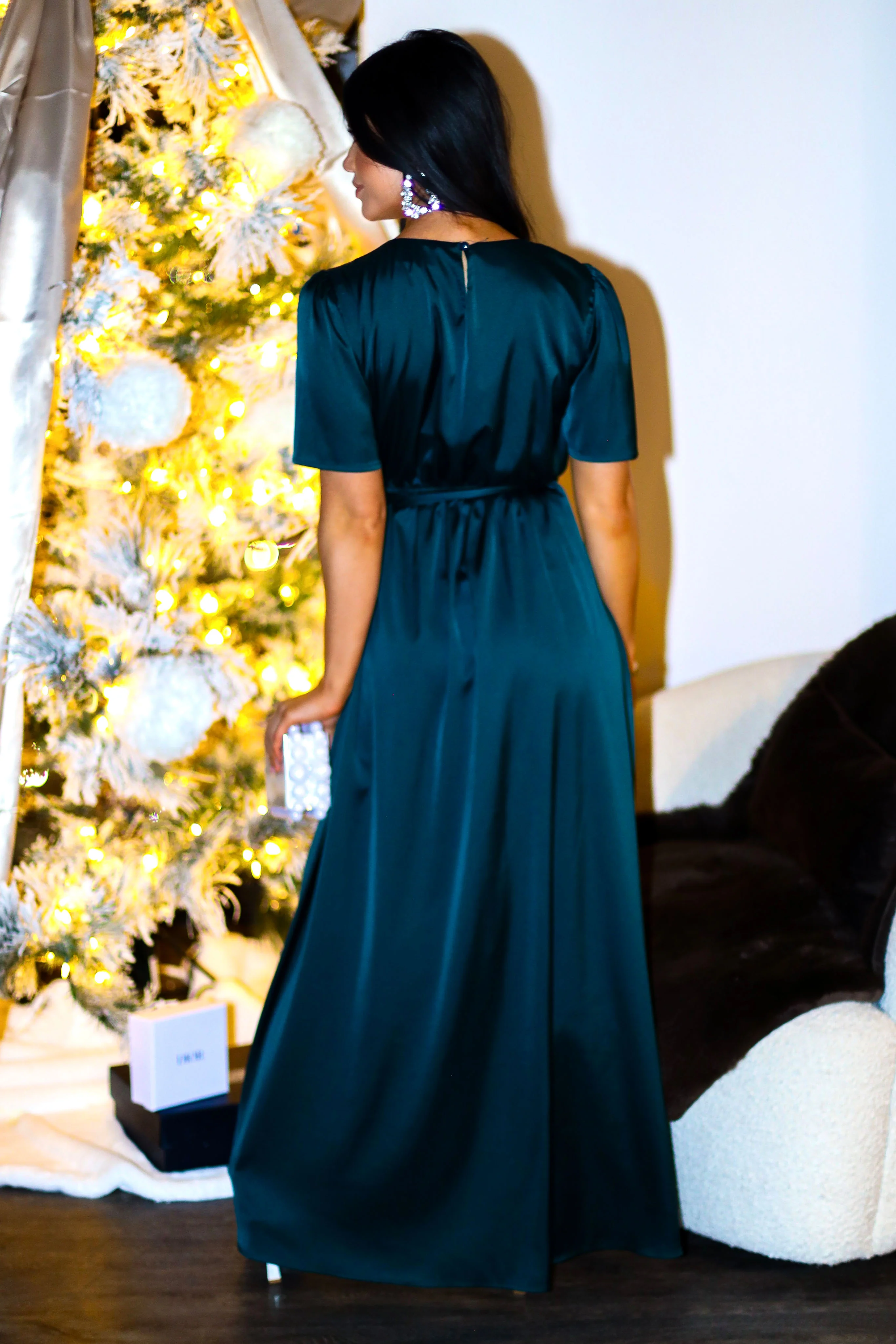 The Pristine Emerald Lustre Matte Satin Dresses - XNAUWBI