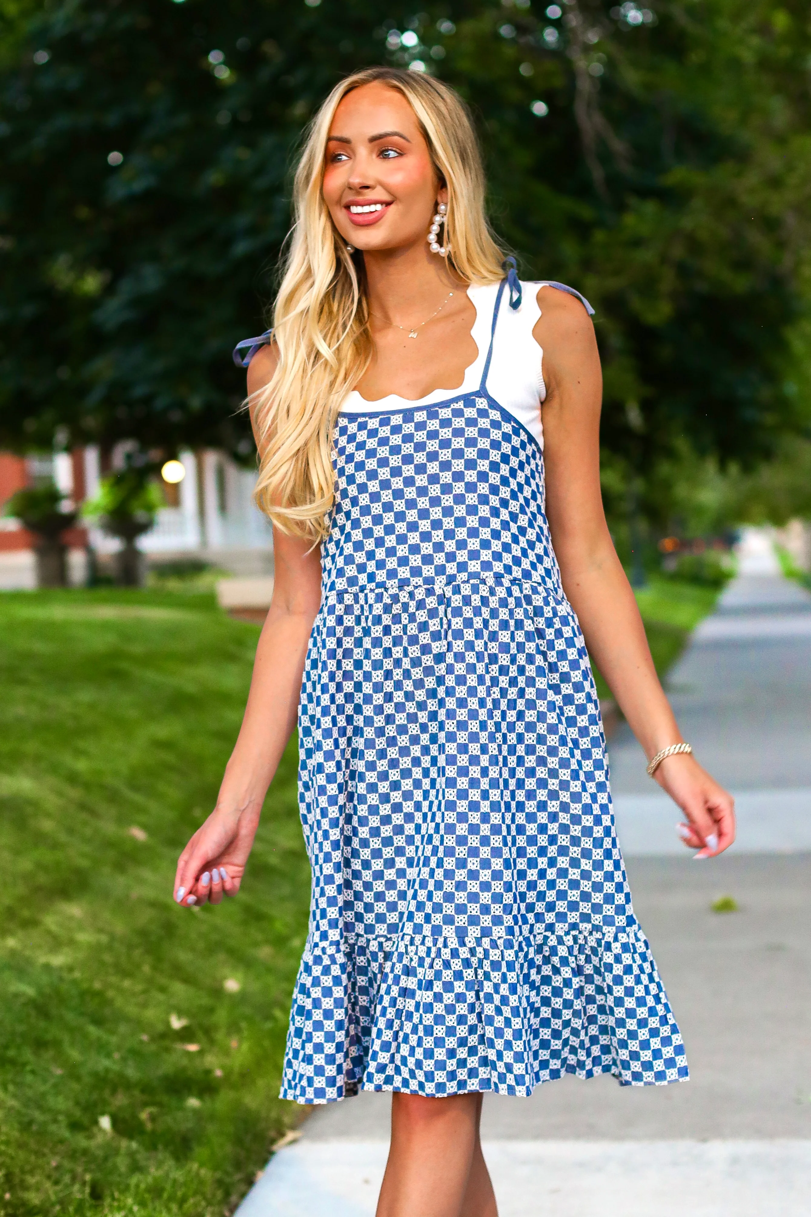 The Leon Denim Checkered Dresses - XNAUWBI