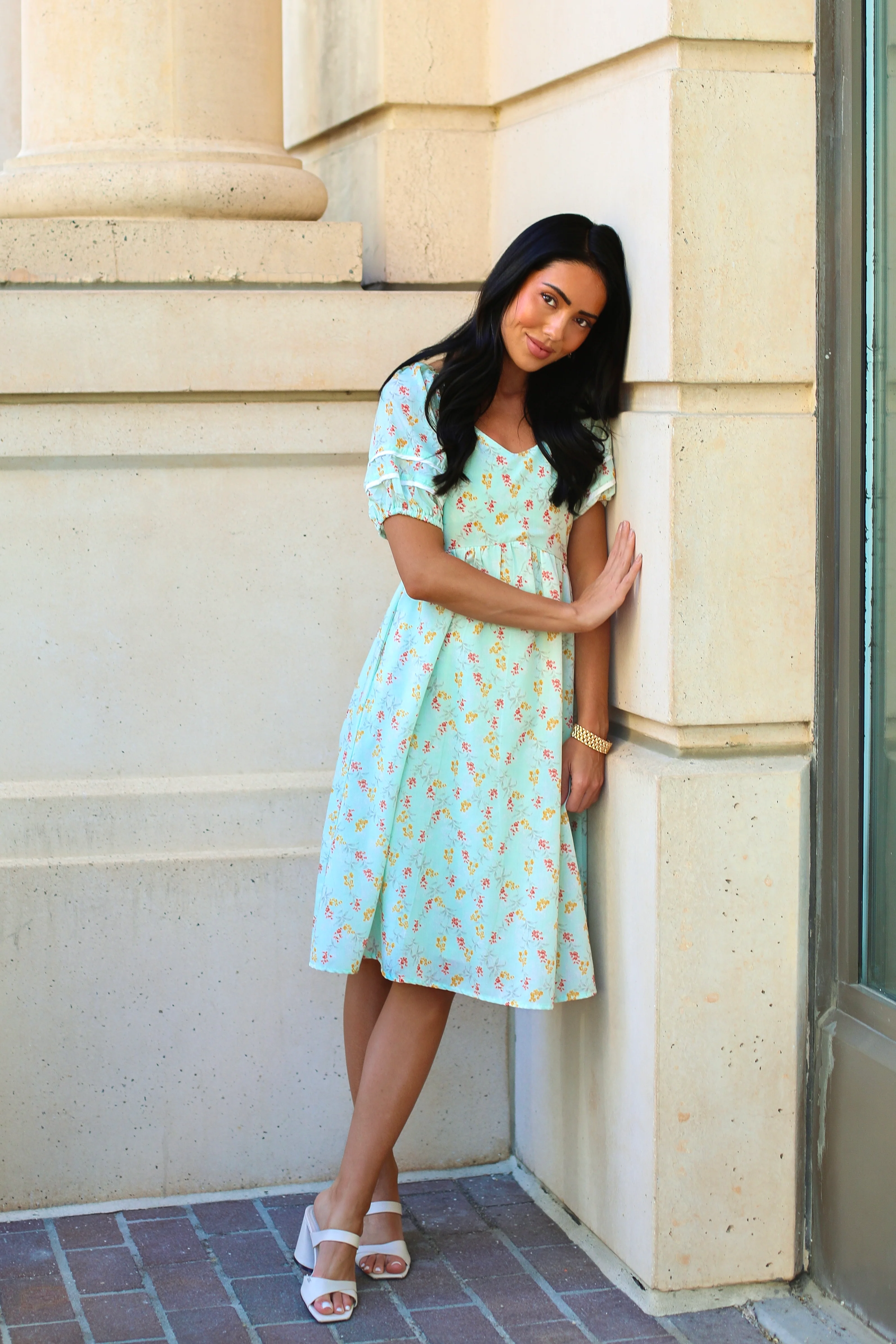 The Brigetta Sage Floral Dresses - XNAUWBI