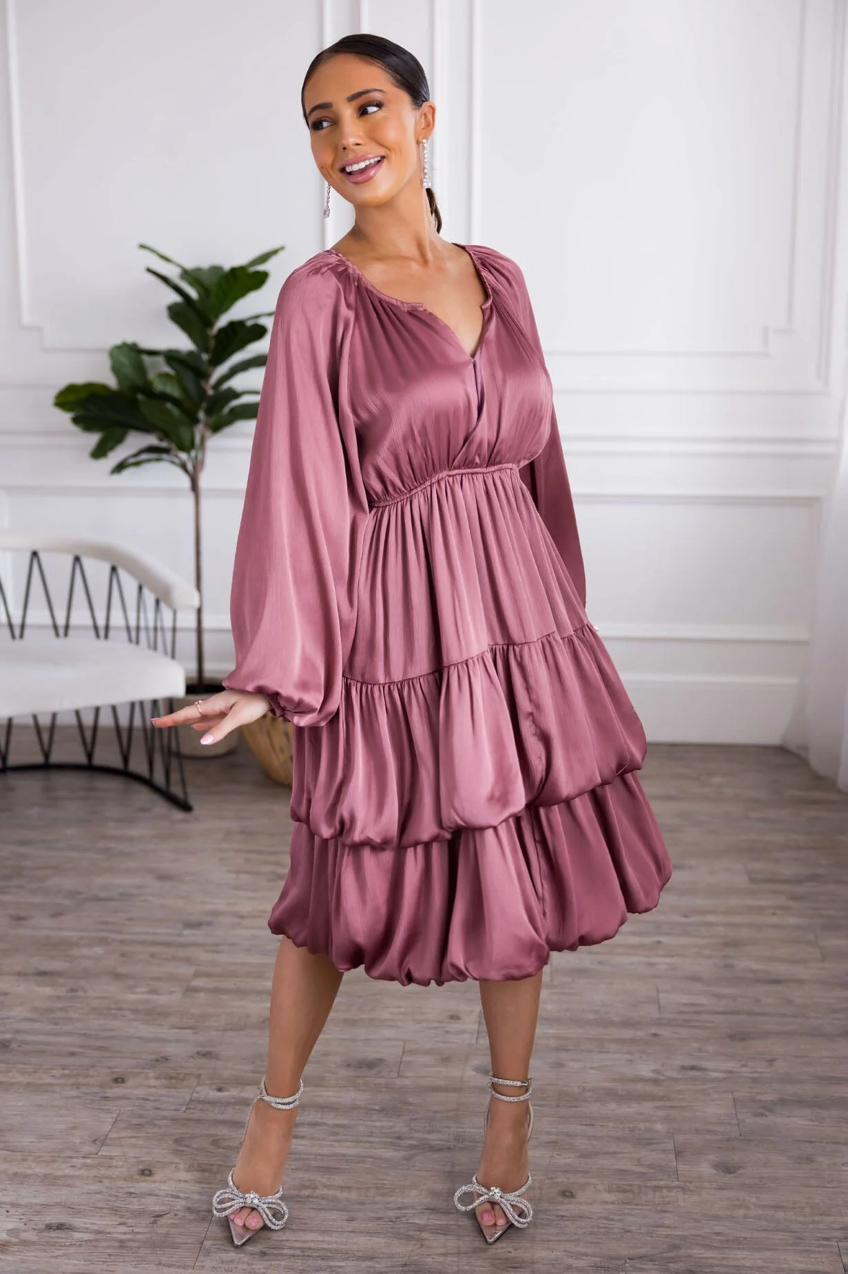 The Beck Metallic Mauve Dresses - XNAUWBI