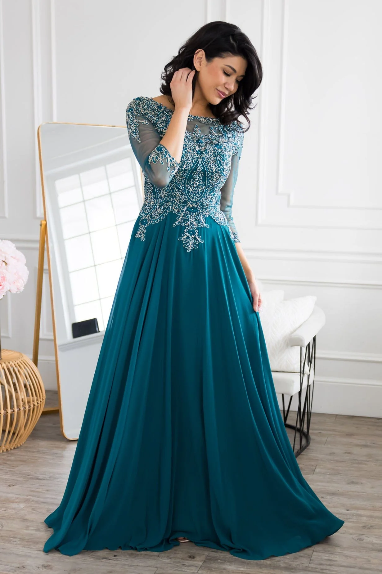 The Aurora Rich Teal Dresses - XNAUWBI
