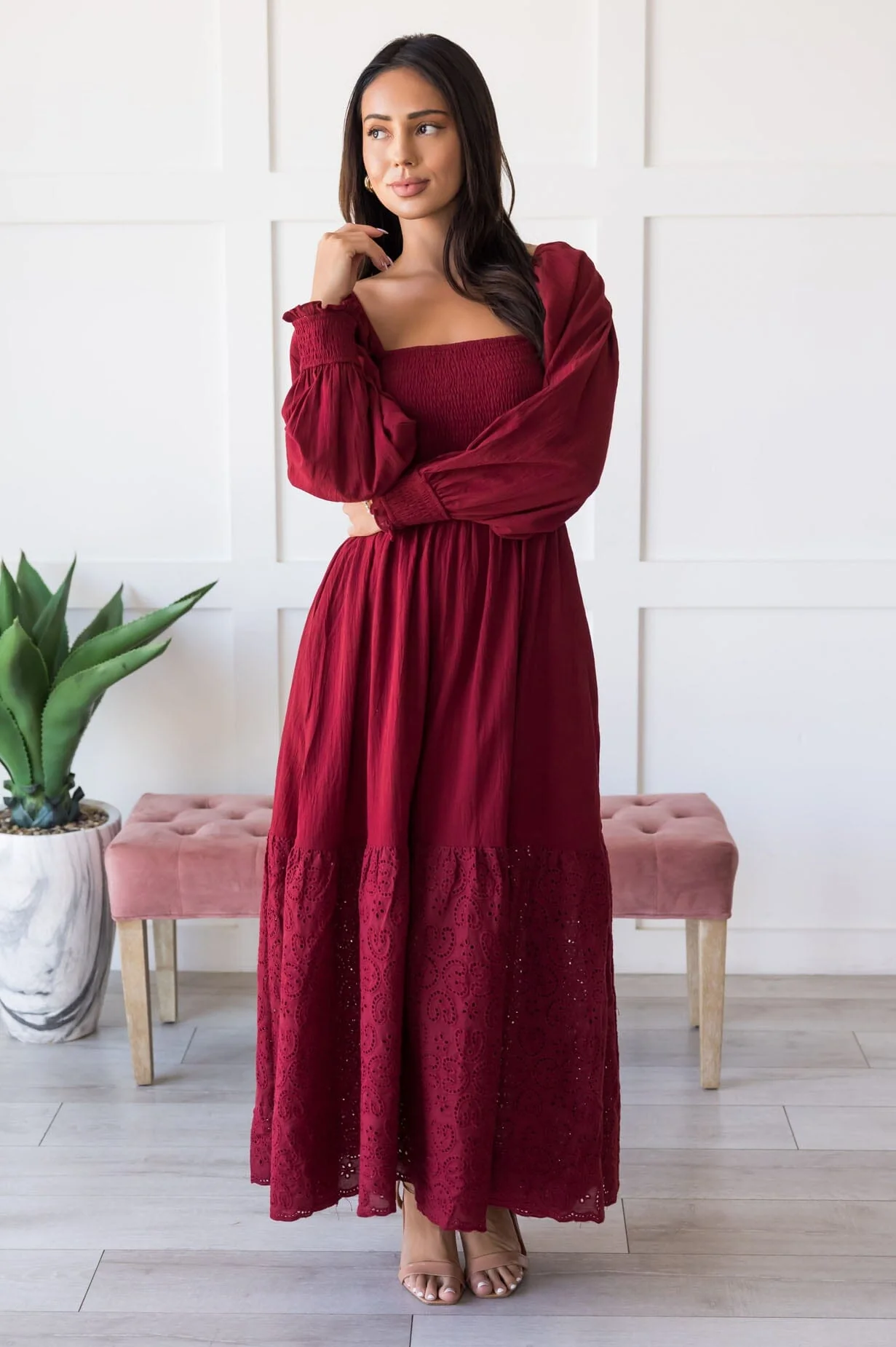 The Emalee Deep Red Dresses - XNAUWBI