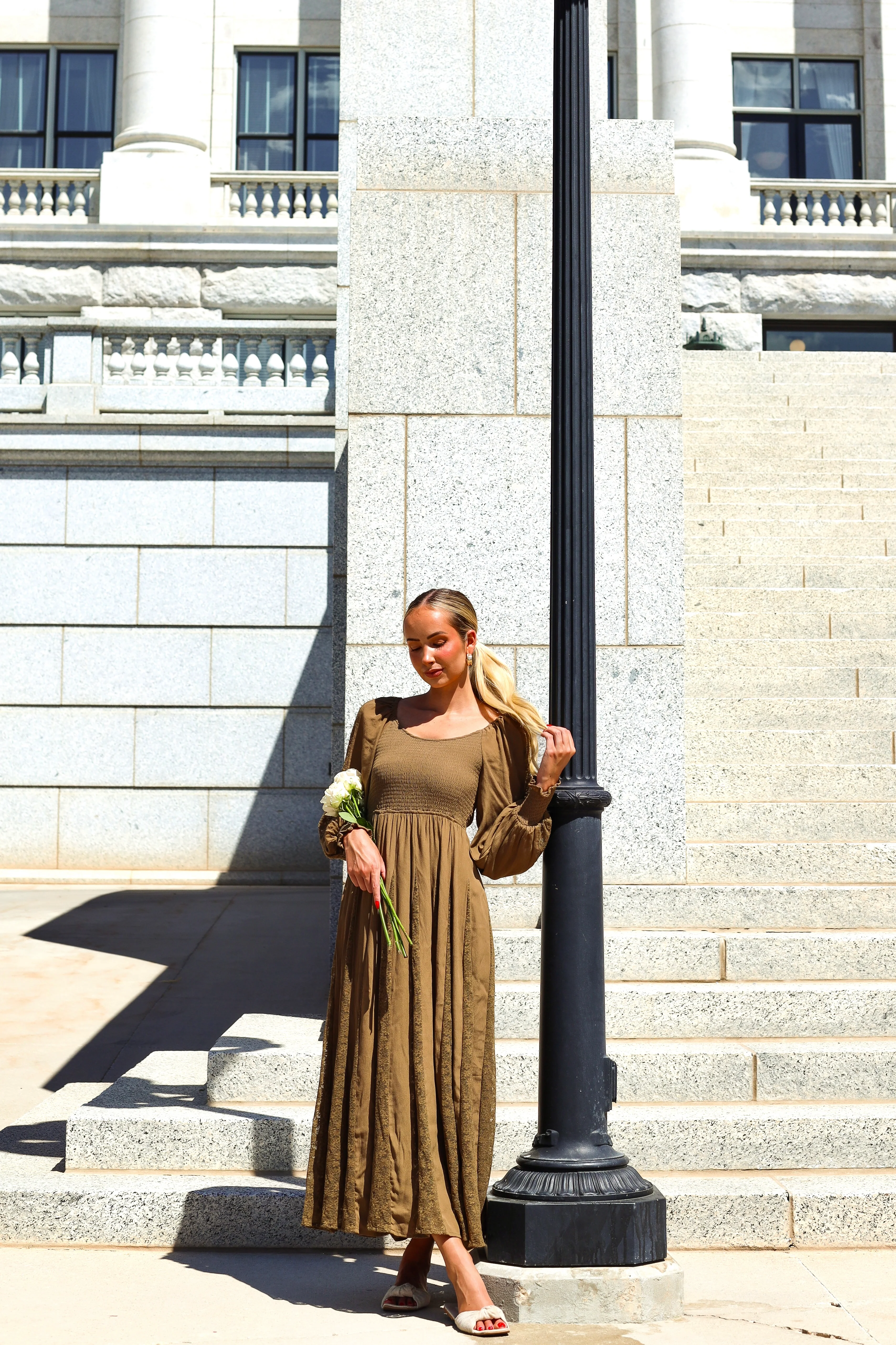 The Brenet Citrine Olive Dresses - XNAUWBI