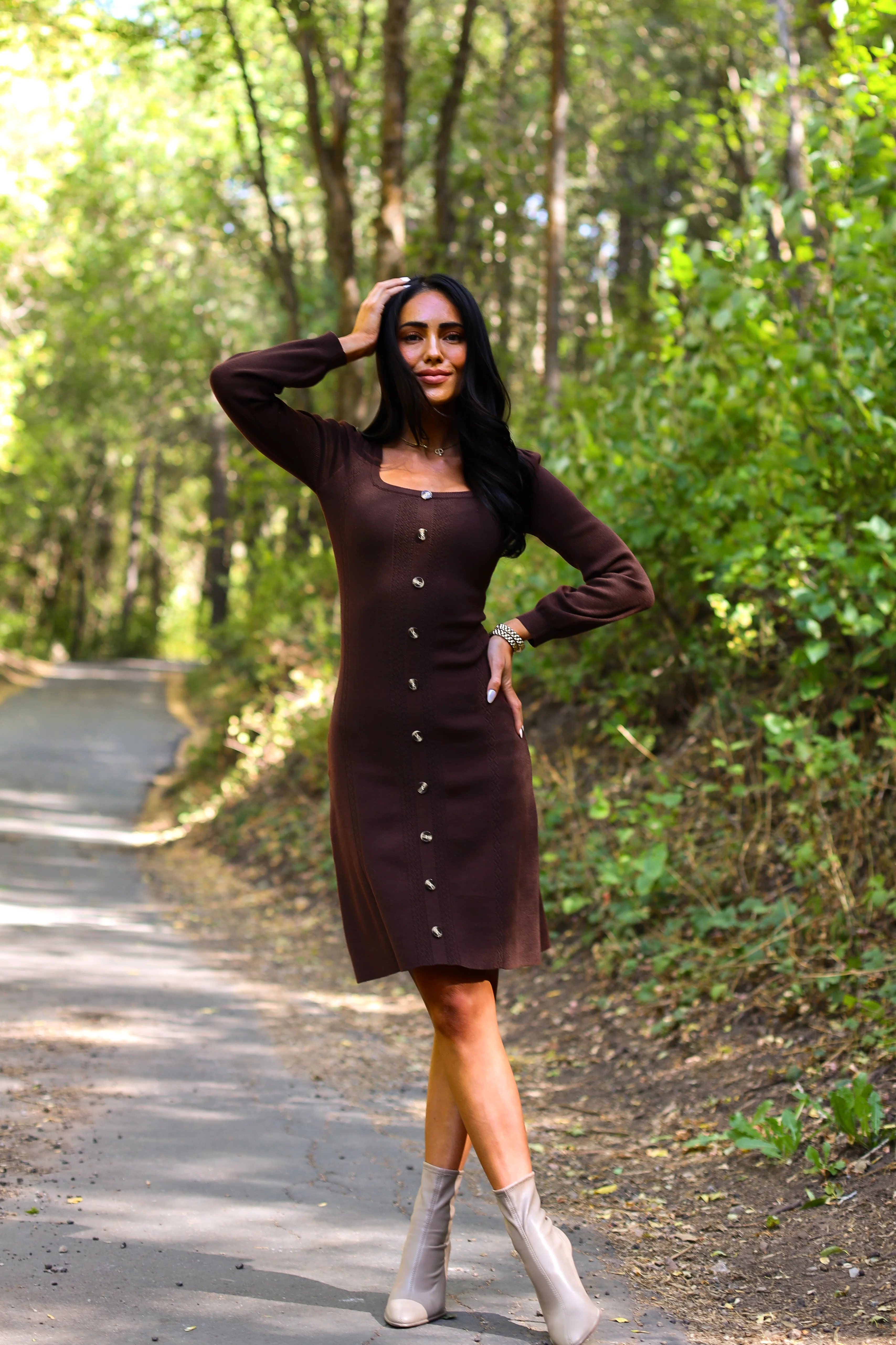 The Jodi Walnut Dresses - XNAUWBI