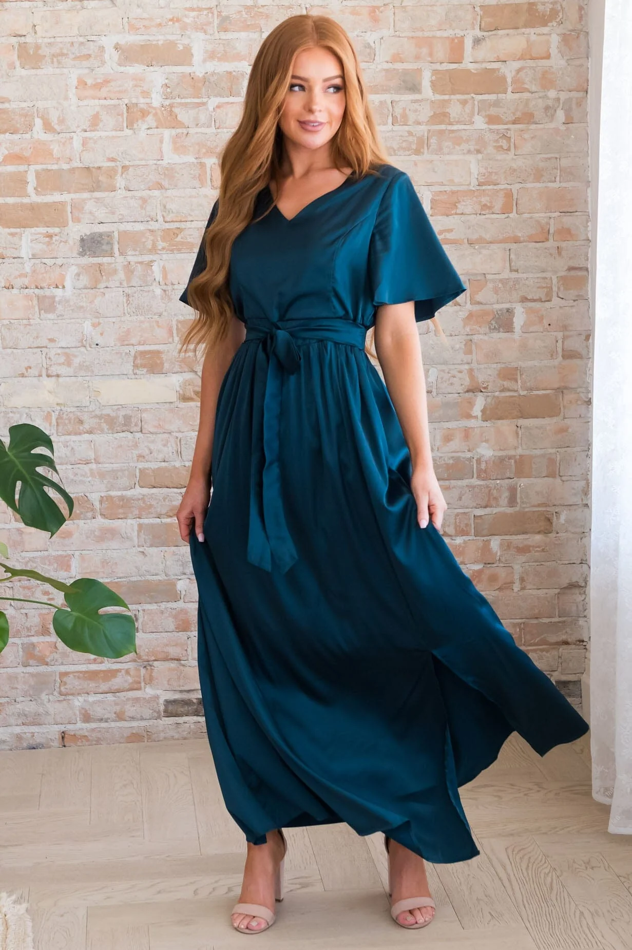 The Mabelyn Dark Teal Matte Satin Dresses - XNAUWBI