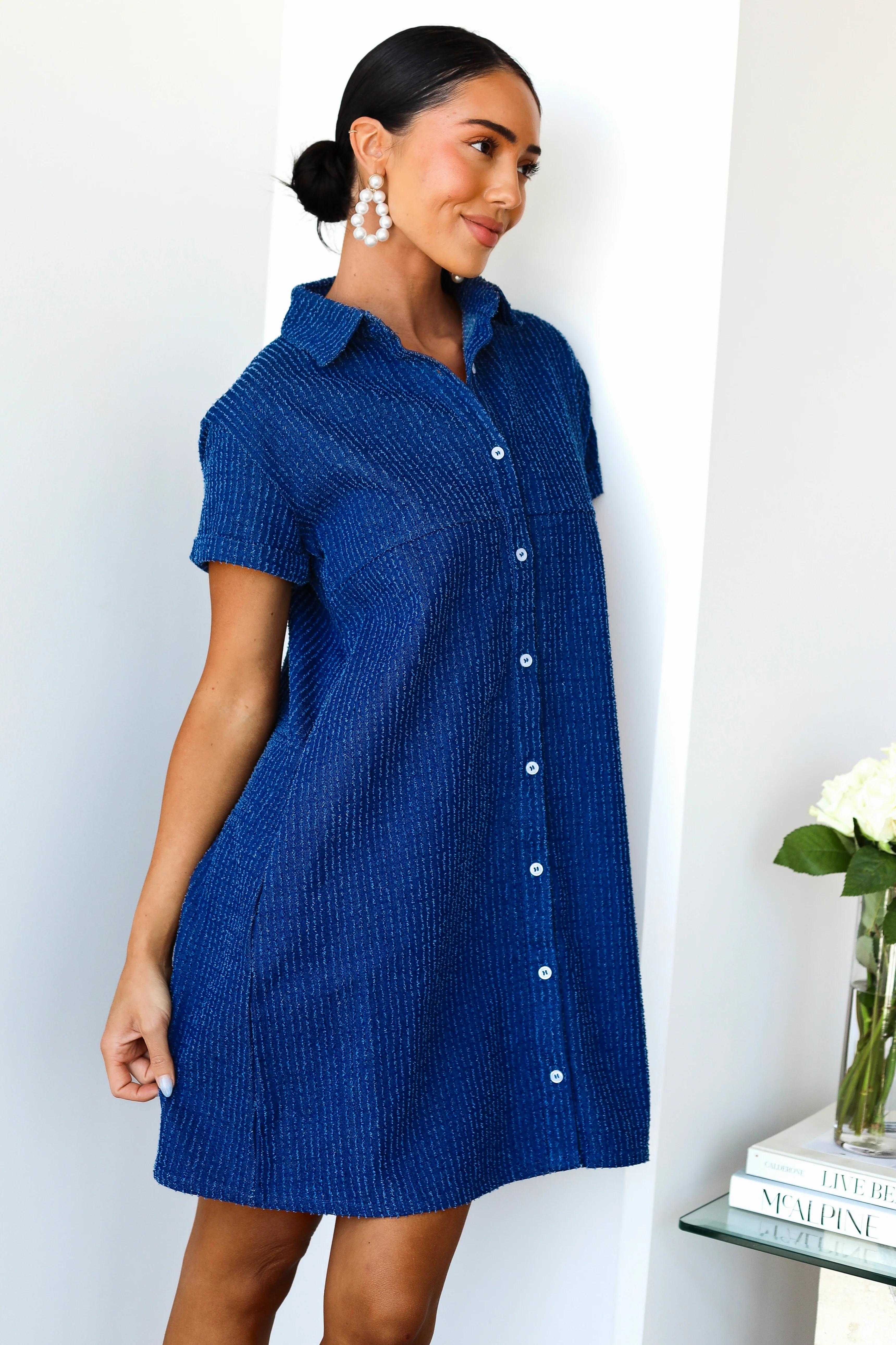 The Tia Textured Denim Dresses - XNAUWBI