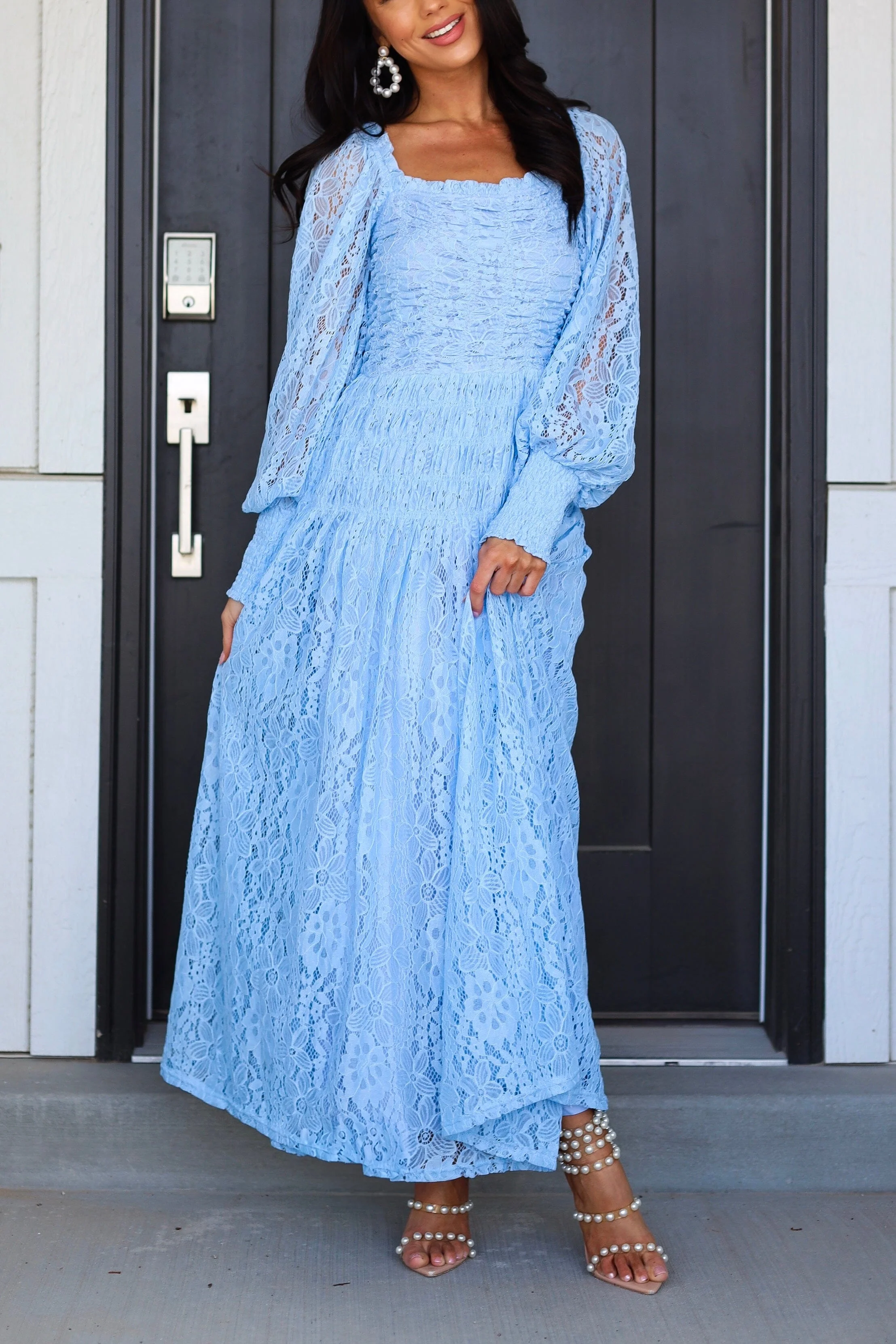 The Connie Periwinkle Lace Dresses - XNAUWBI