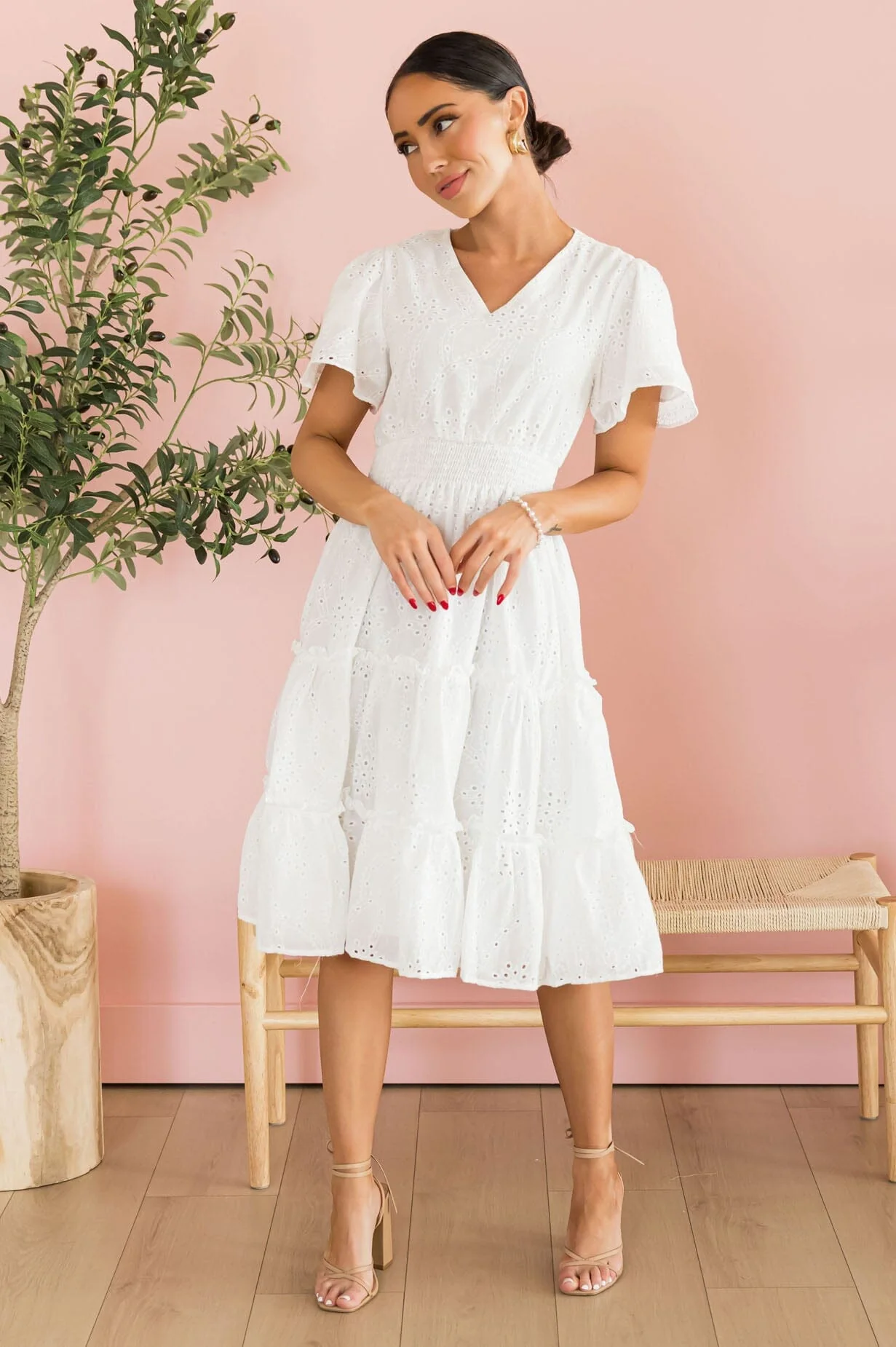 The Jackie White Eyelet Dresses - XNAUWBI