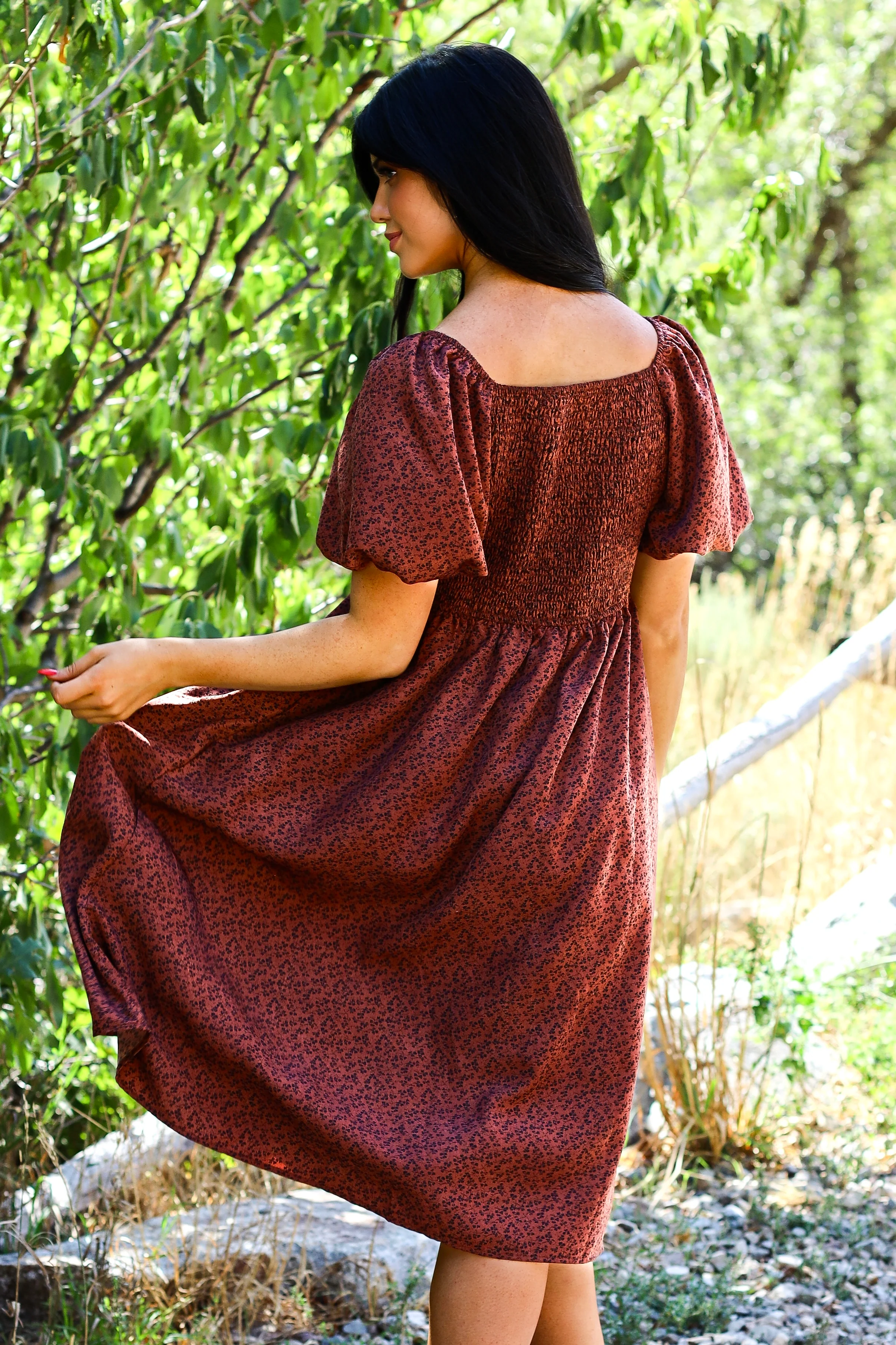 The Charette Chestnut Mini Floral Dresses - XNAUWBI