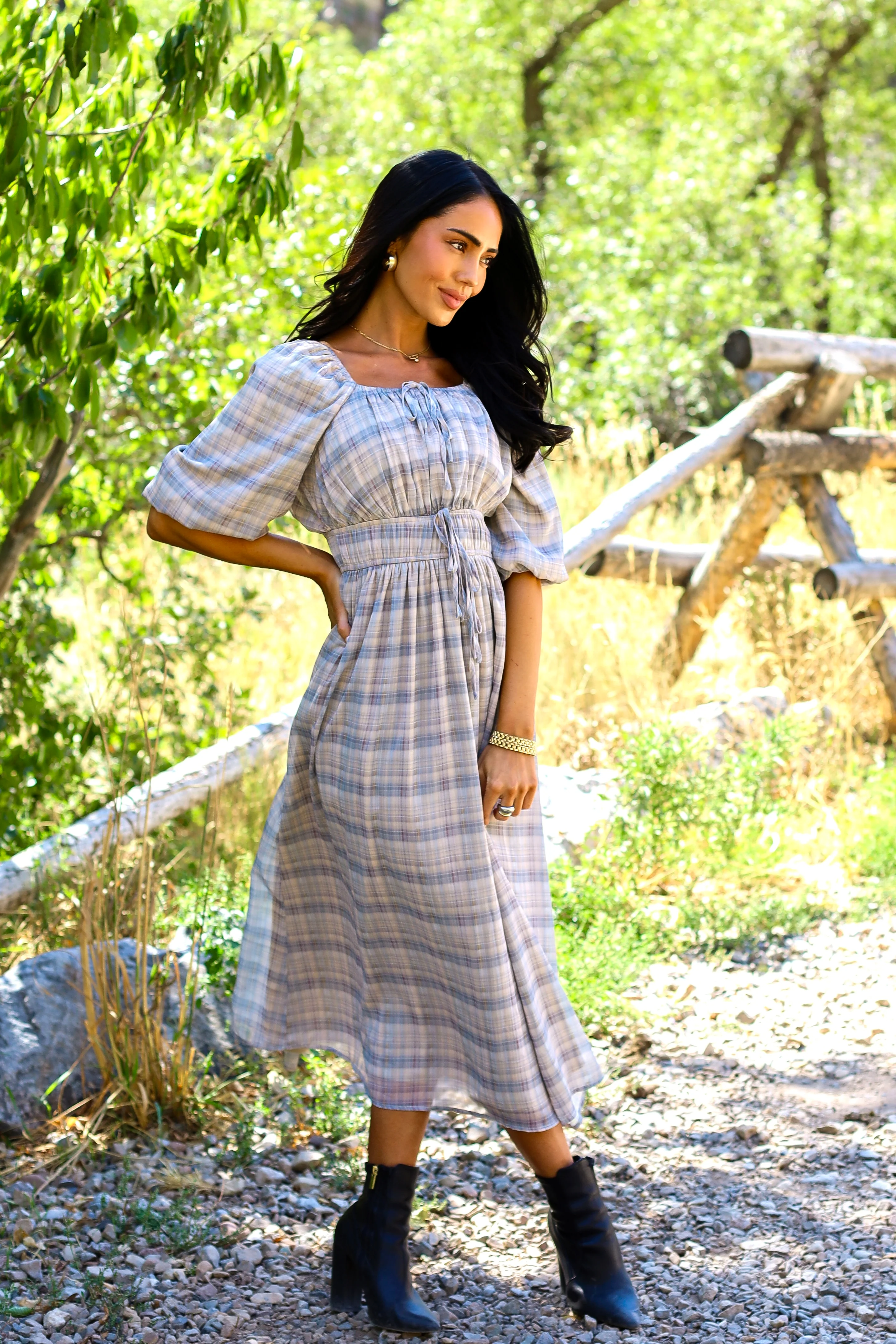 The Dyer Frosty Plaid Dresses - XNAUWBI
