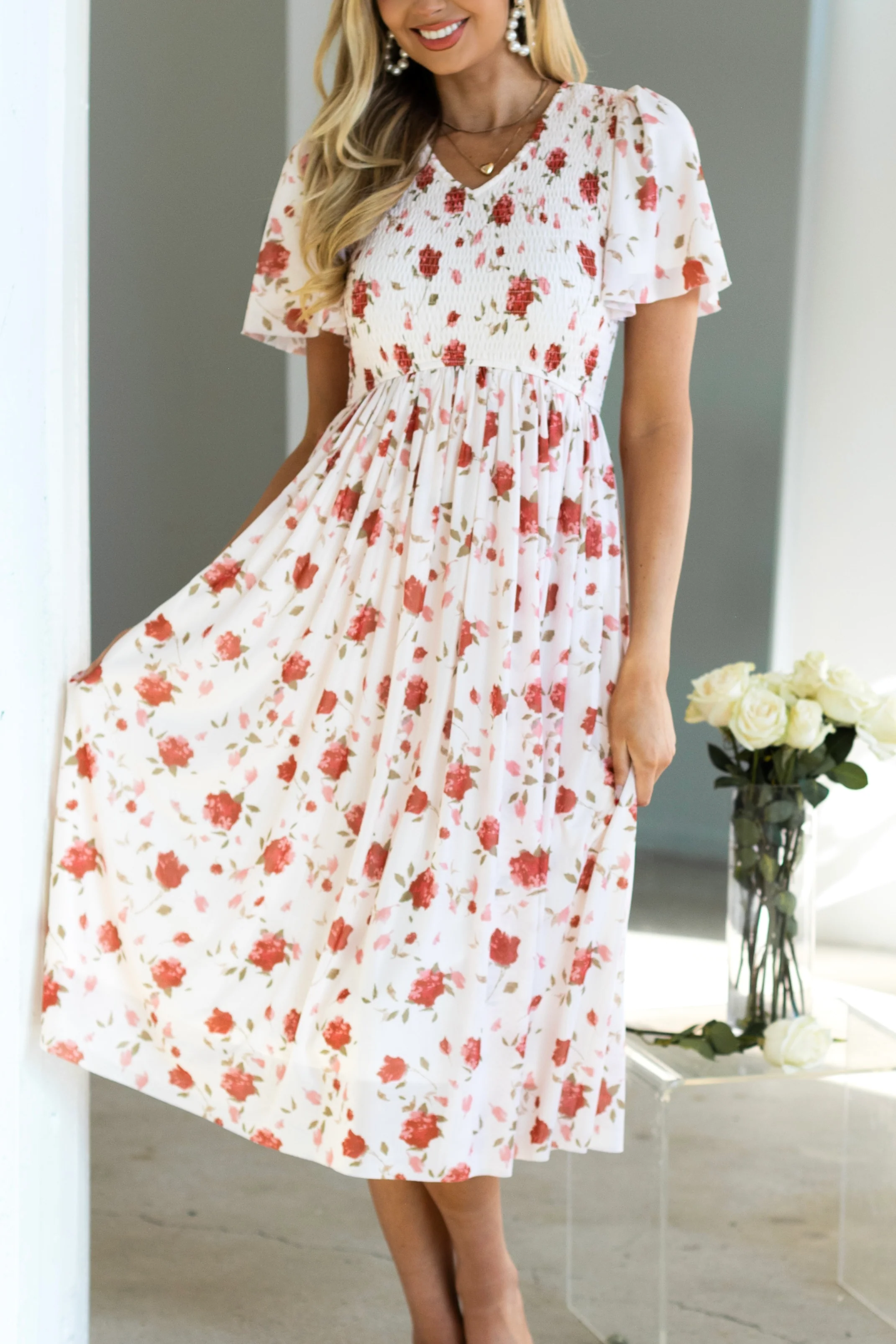 The Zulah Light Pink/Mauve Floral Dresses - XNAUWBI