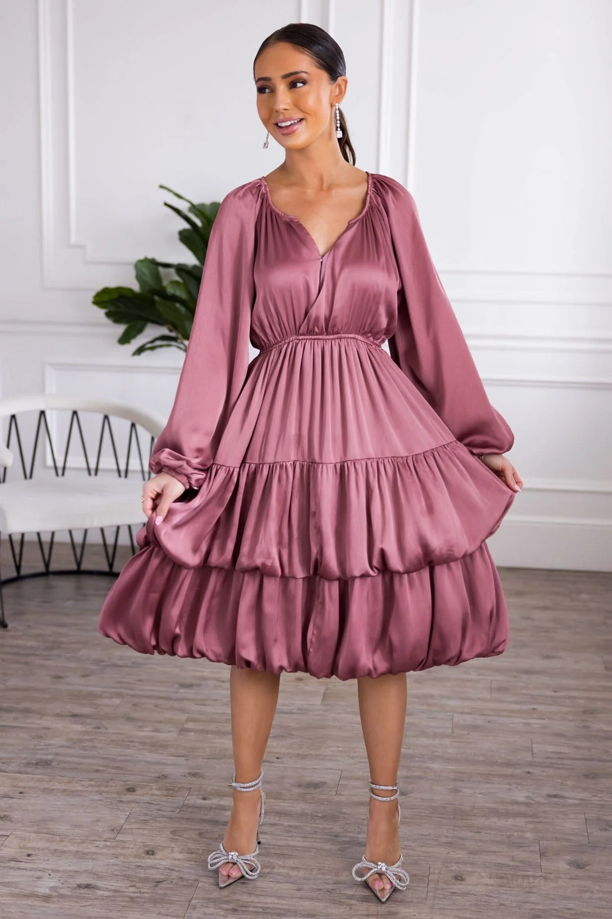 The Beck Metallic Mauve Dresses - XNAUWBI