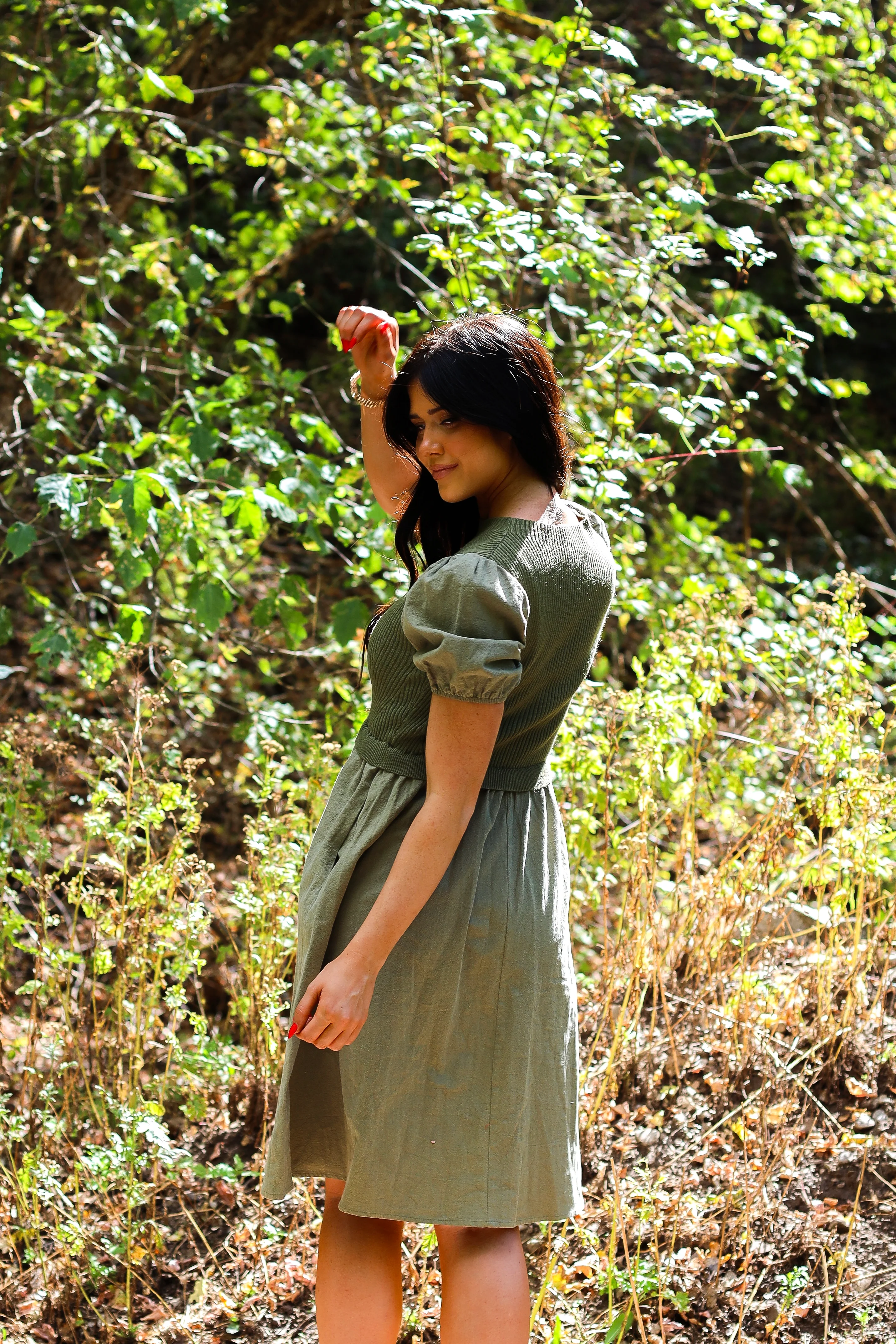 The Rosalie Dusty Olive Dresses - XNAUWBI