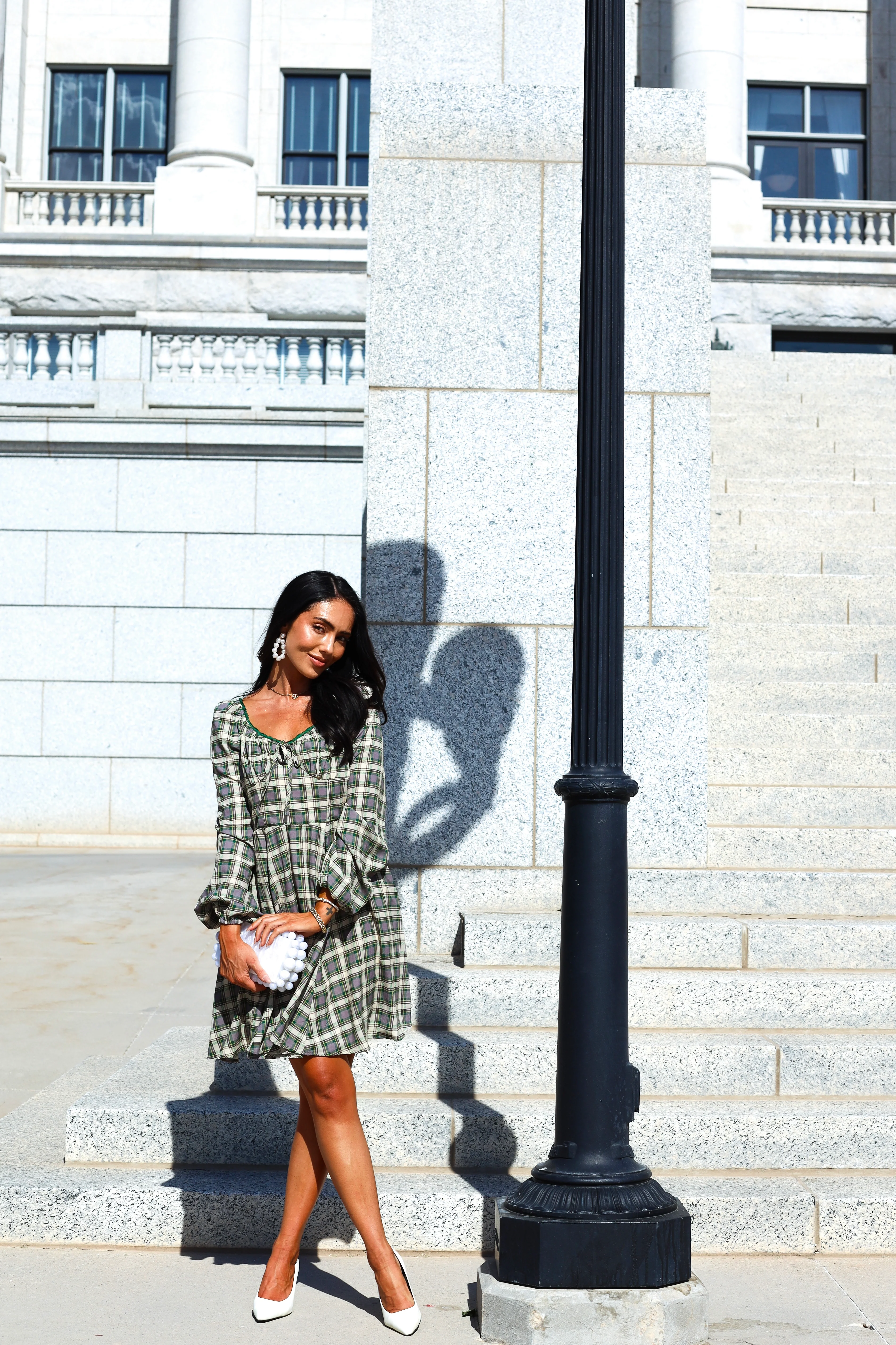 The Lionne Evergreen/Grey/Beige Plaid Dresses - XNAUWBI