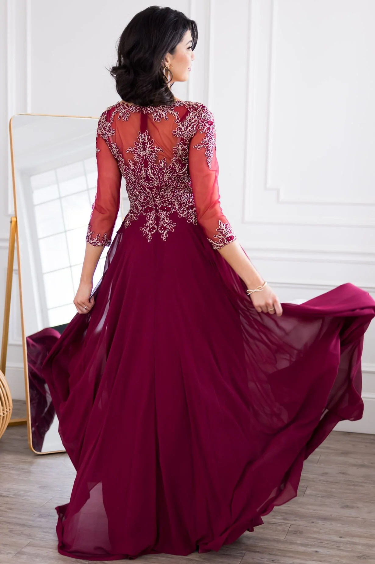 The Aurora Deep Burgundy Dresses - XNAUWBI