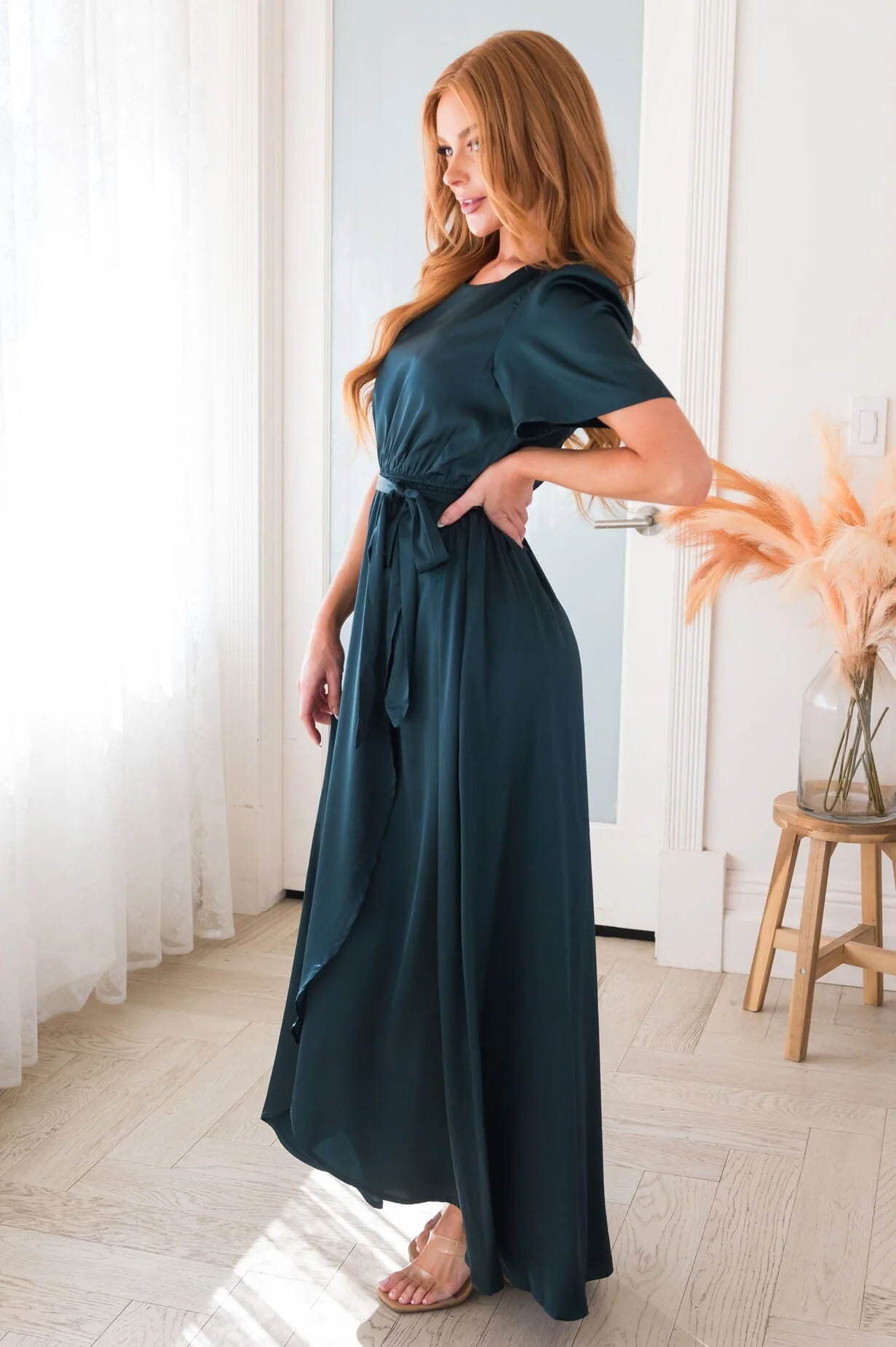 The Pristine Emerald Lustre Matte Satin Dresses - XNAUWBI