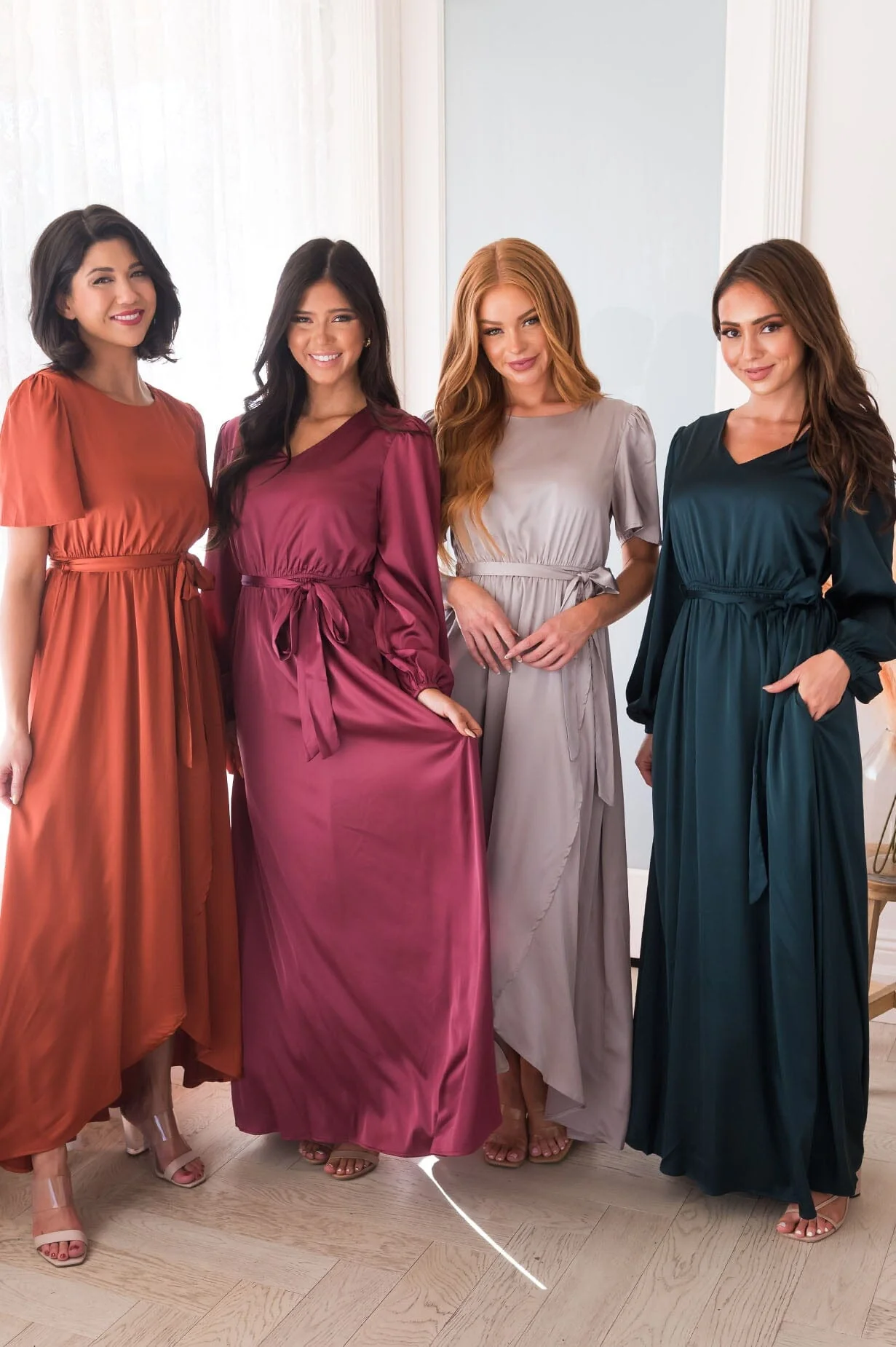 The Pristine Rust Lustre Shiny Satin Dresses - XNAUWBI