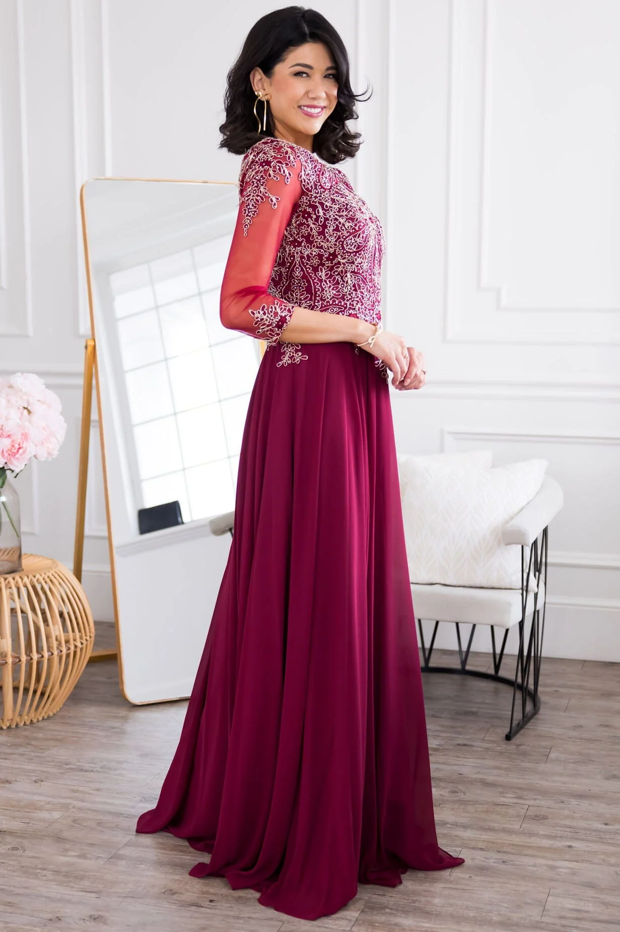 The Aurora Deep Burgundy Dresses - XNAUWBI