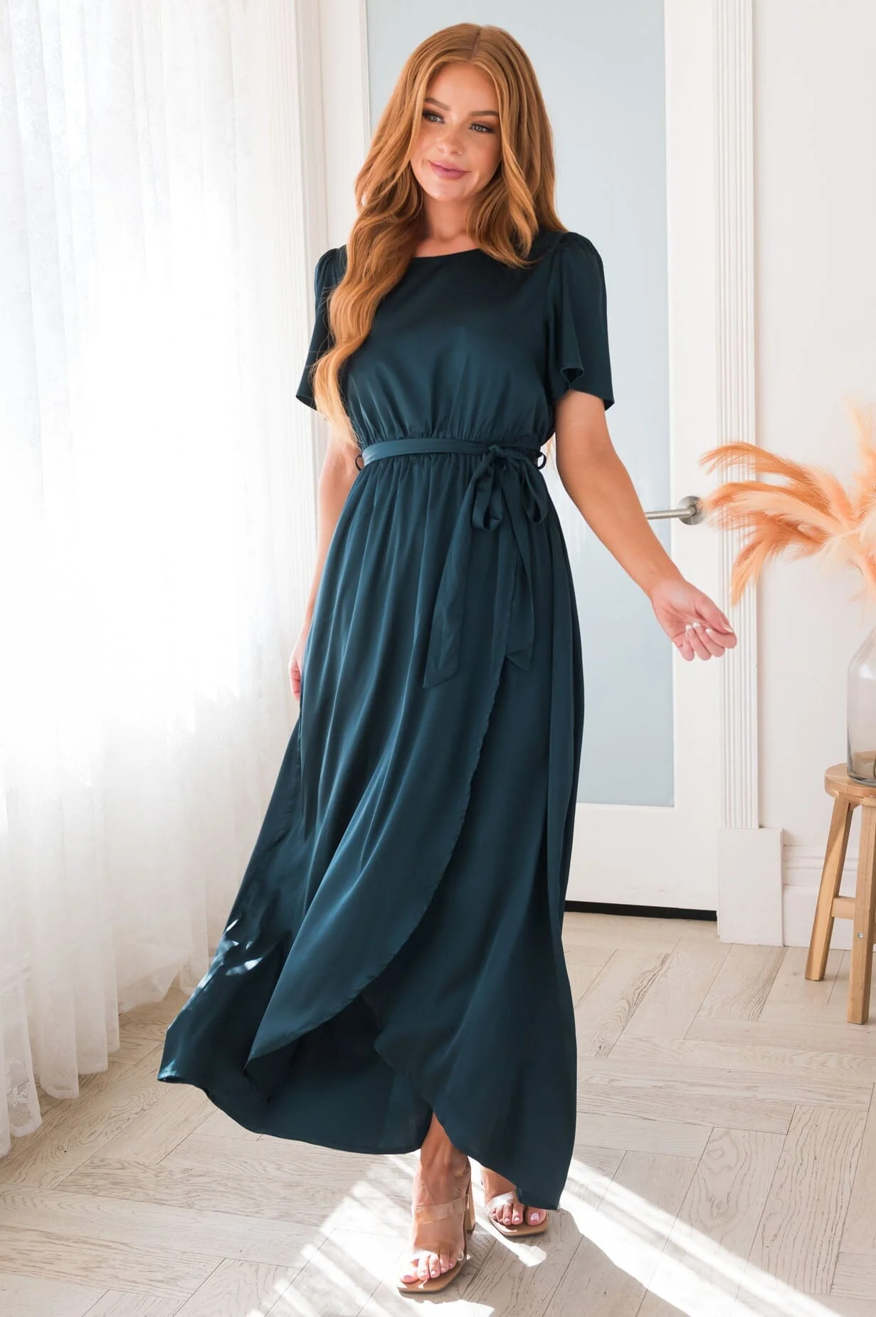 The Pristine Emerald Lustre Matte Satin Dresses - XNAUWBI