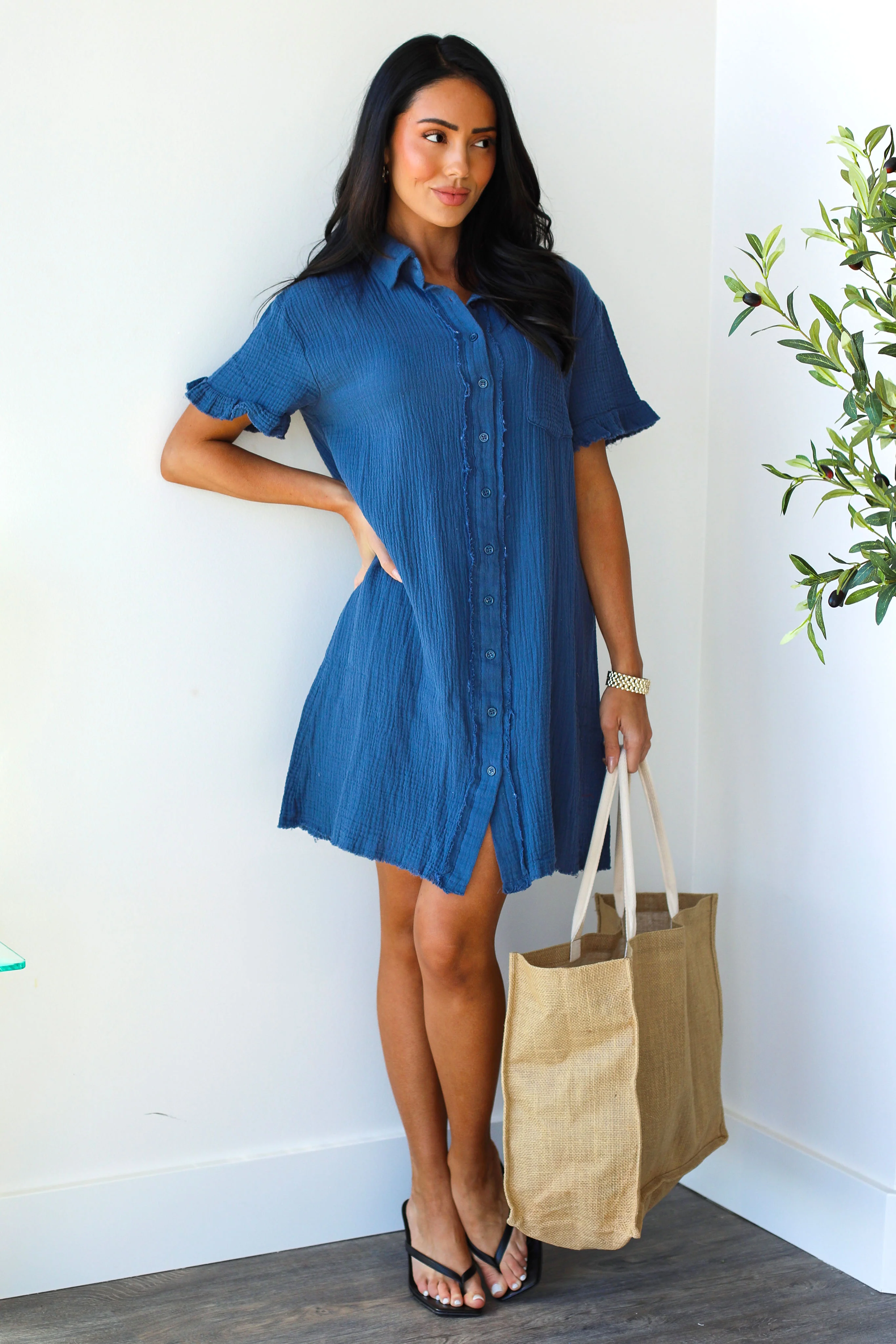 The Micha Soft Navy Dresses - XNAUWBI
