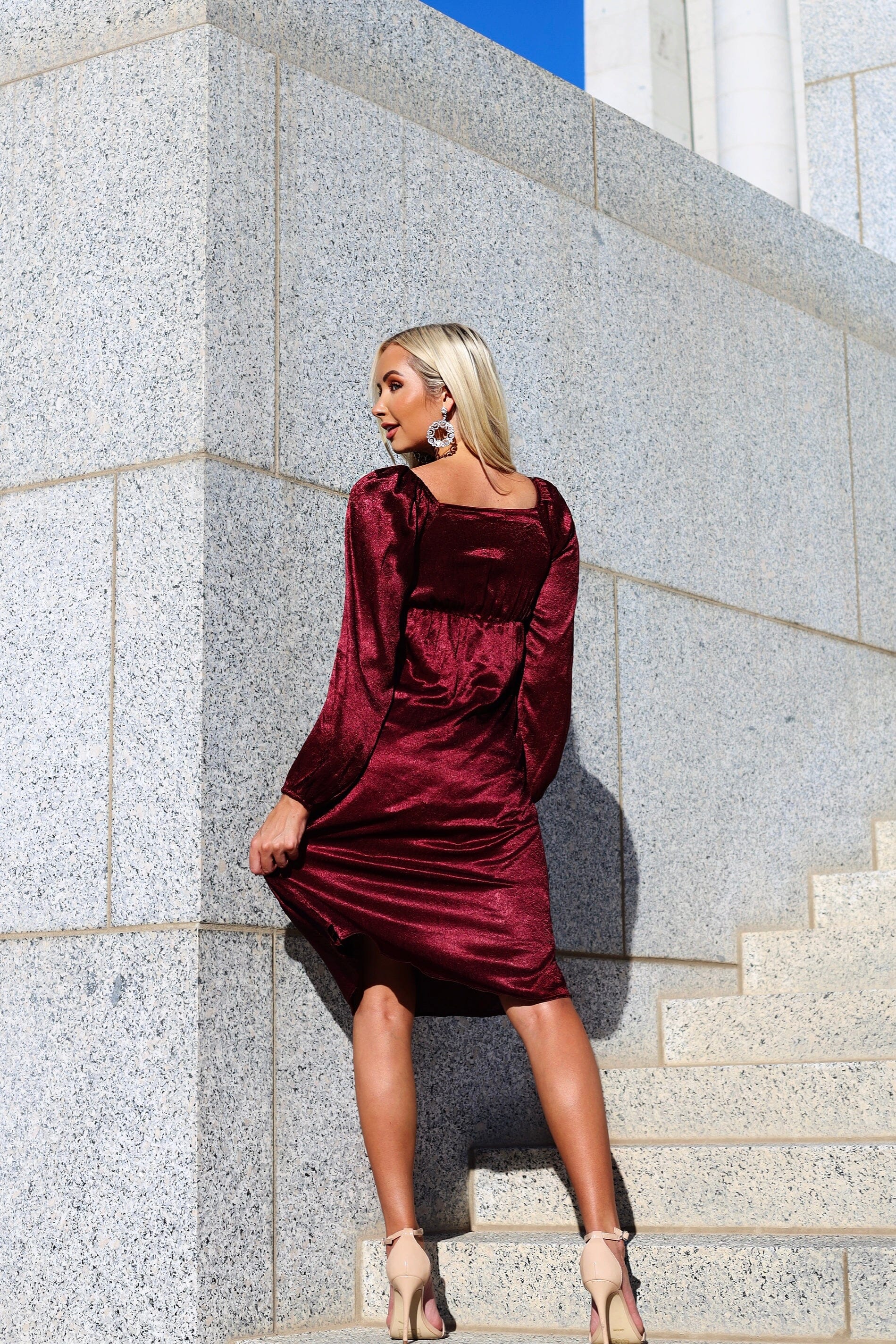 The Nellie Burgundy Dresses - XNAUWBI