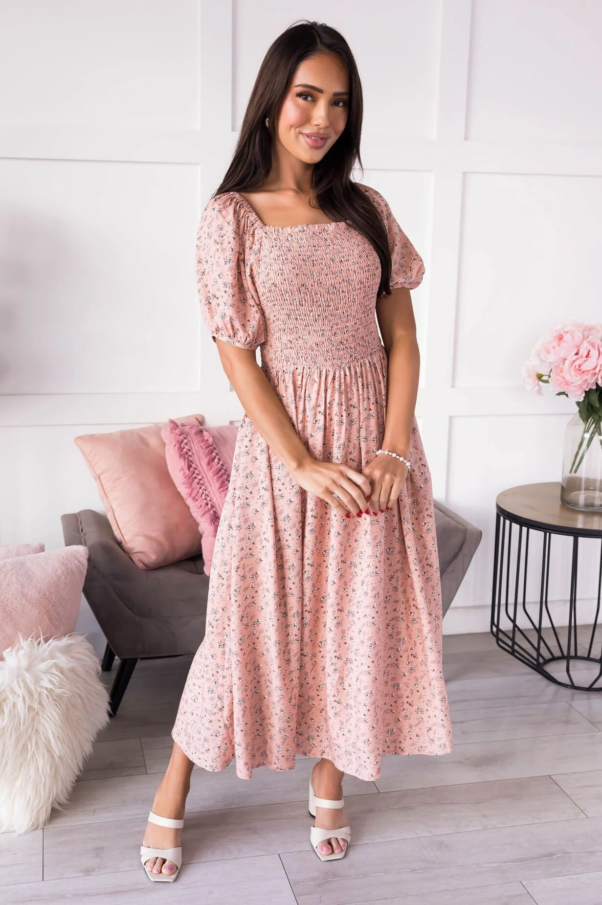 The Kieran Blush Floral Dresses - XNAUWBI