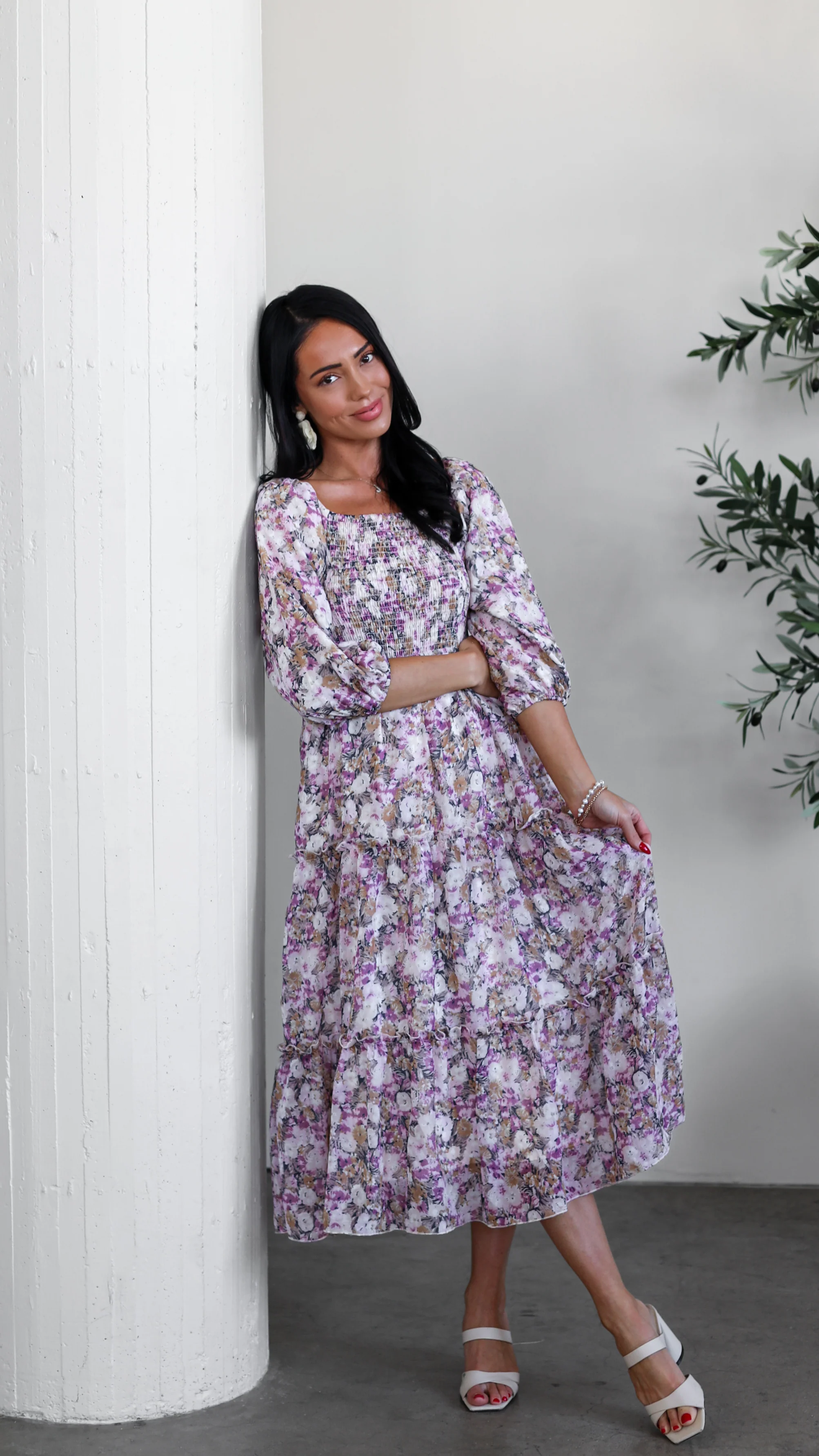 The Greta Lavender Lotus Dresses - XNAUWBI