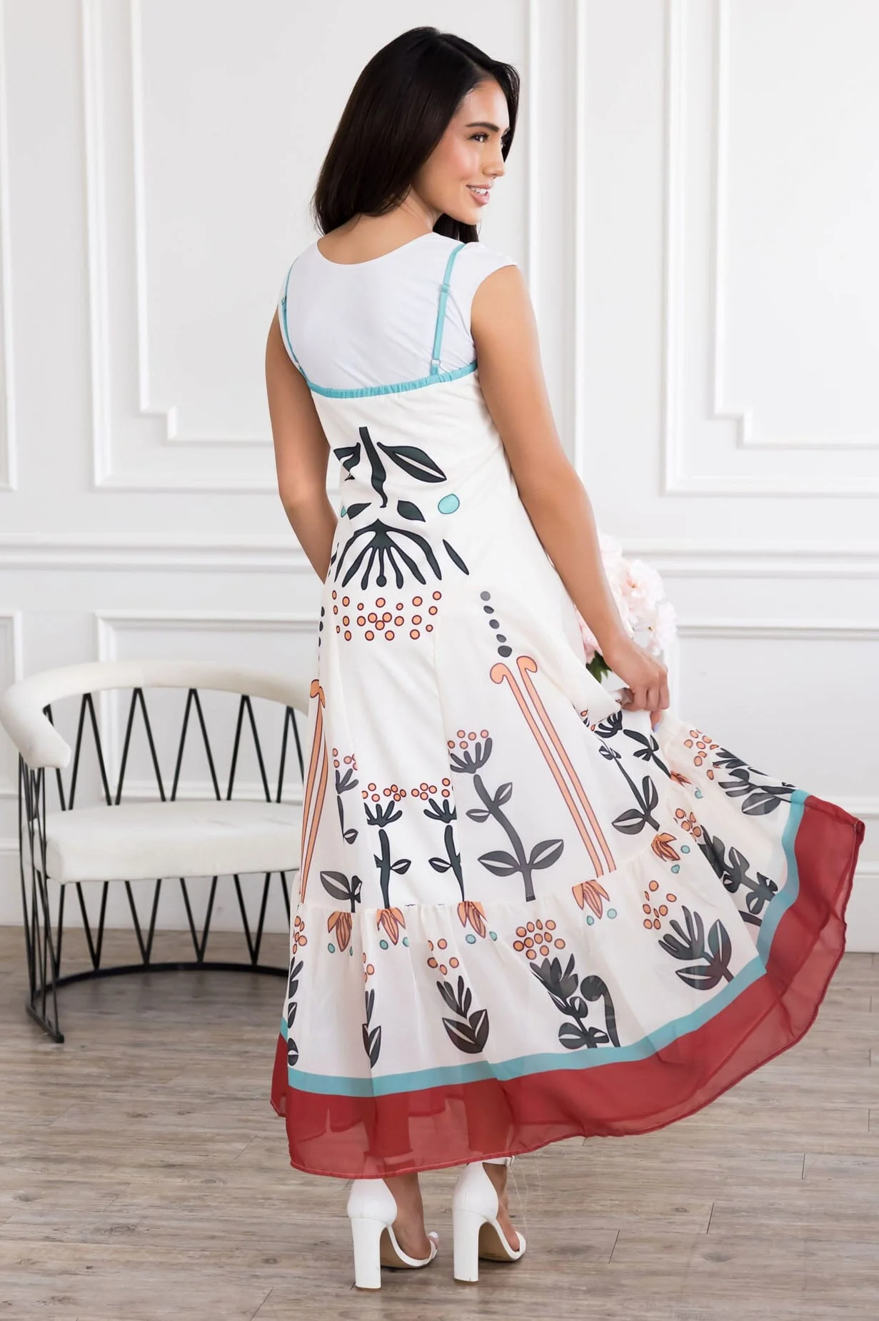 The Cristal Off White Floral Dresses - XNAUWBI