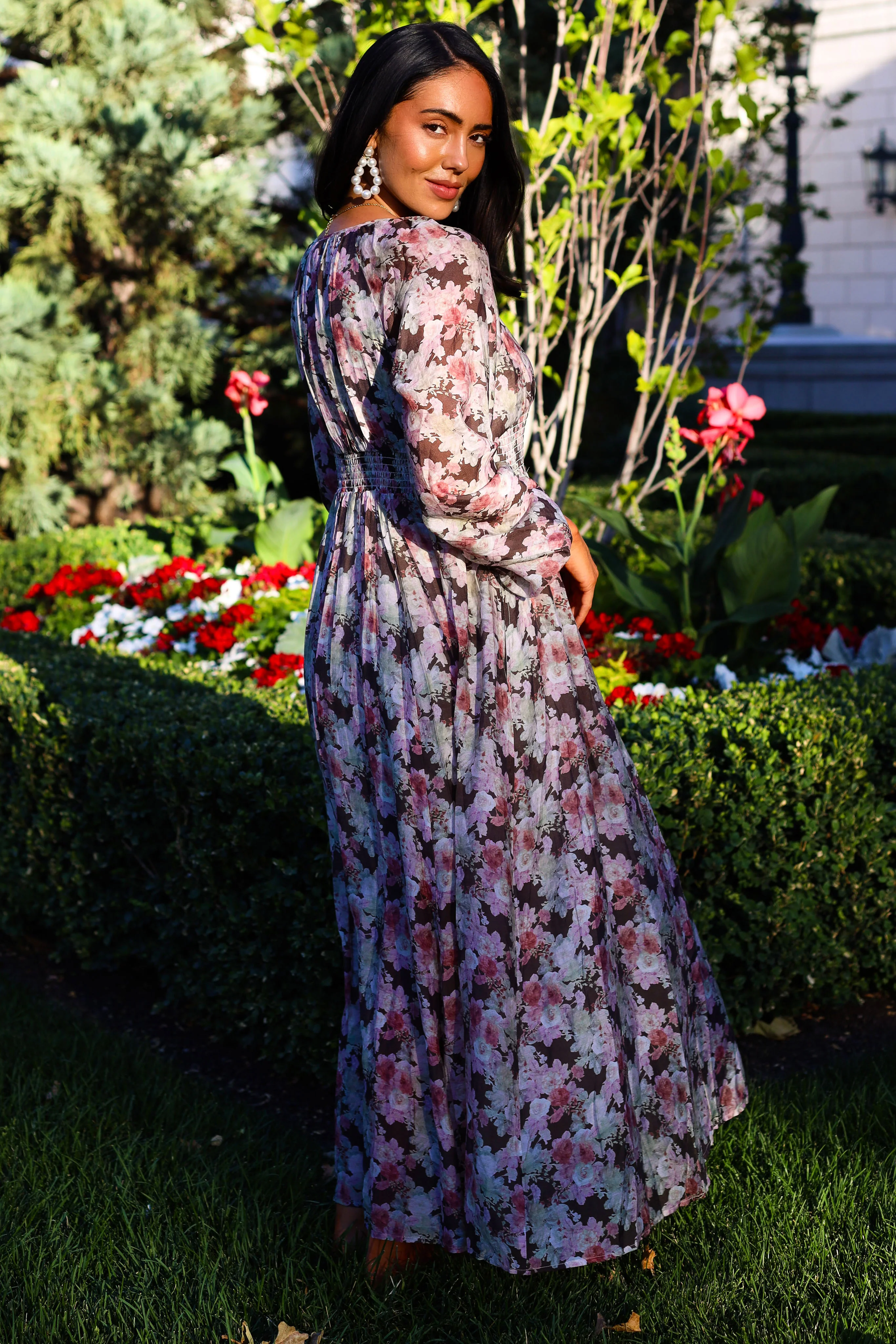 The Veronika Mocha Floral Dresses - XNAUWBI