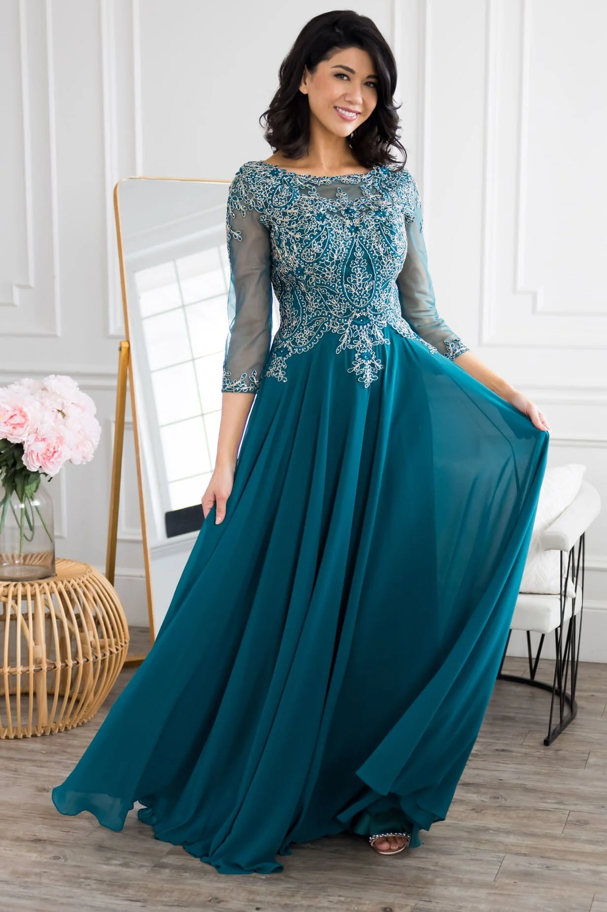 The Aurora Rich Teal Dresses - XNAUWBI