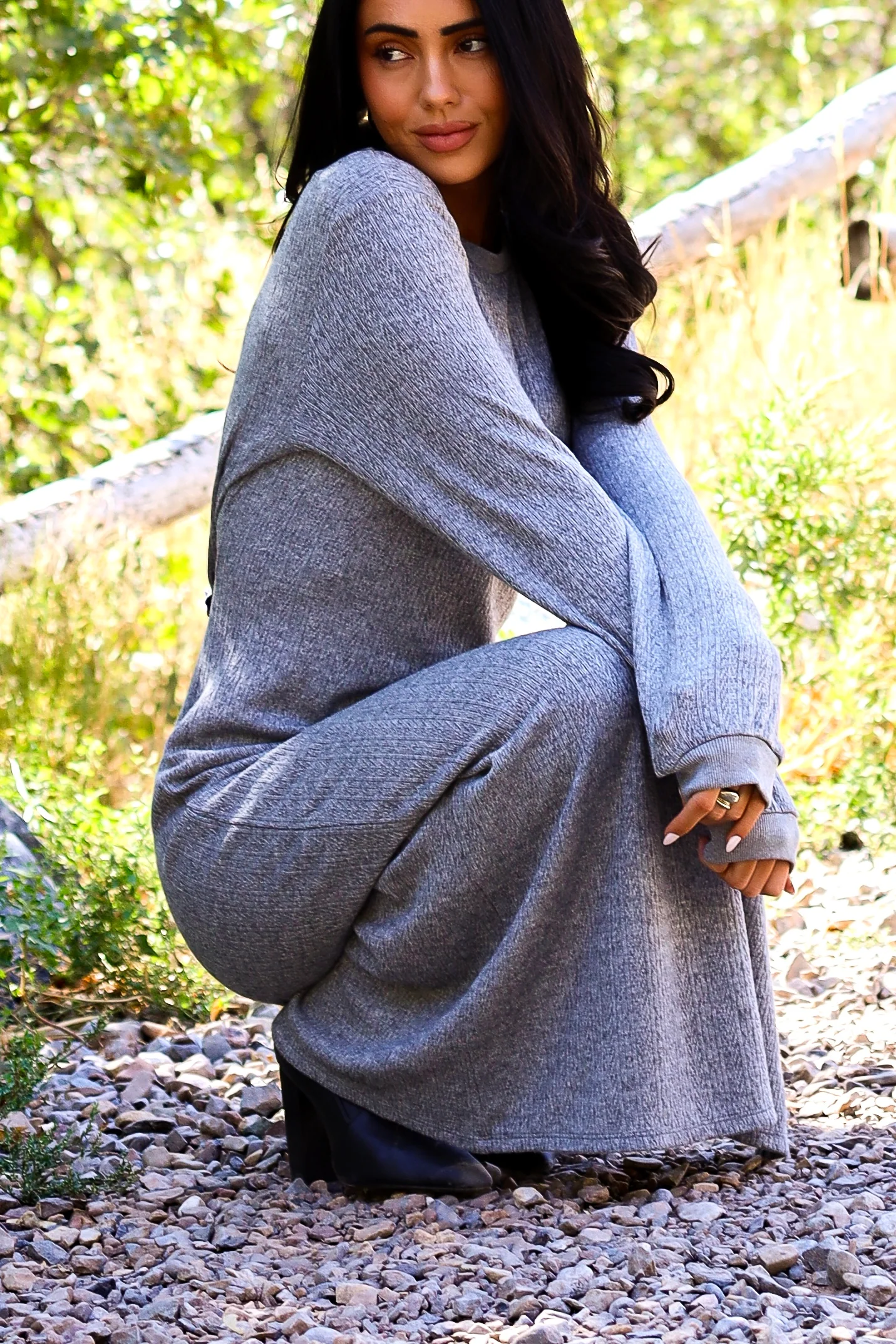 The Arden Speckled Grey Dresses - XNAUWBI