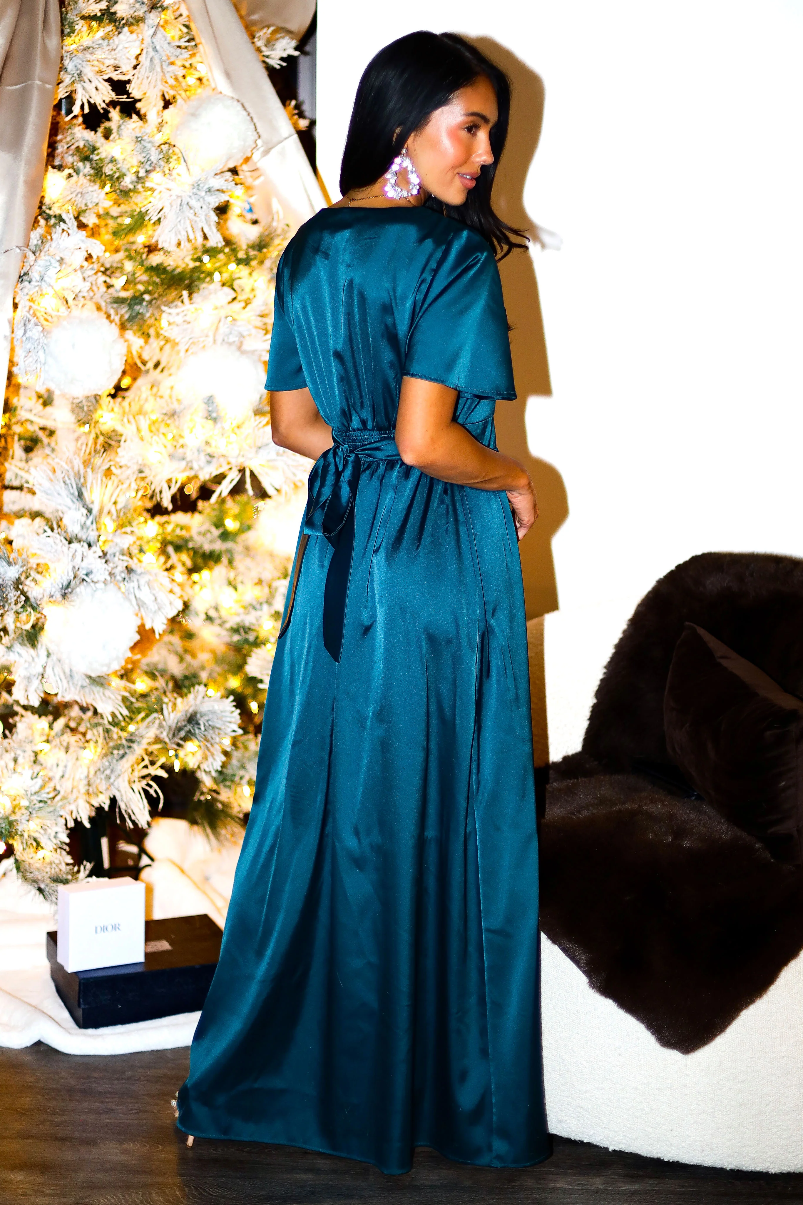 The Mabelyn Dark Teal Matte Satin Dresses - XNAUWBI