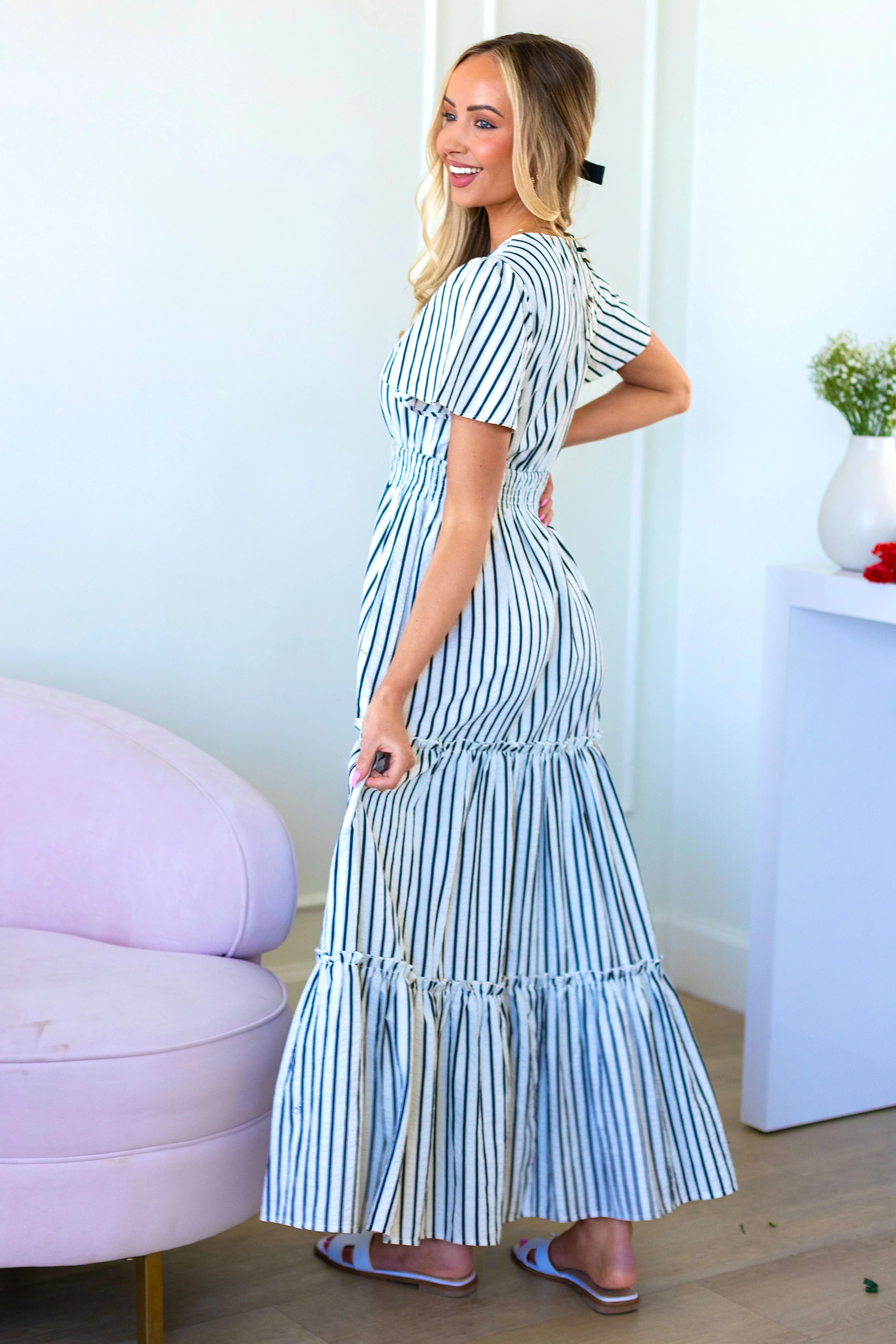 The Eden Black Stripe Dresses - XNAUWBI