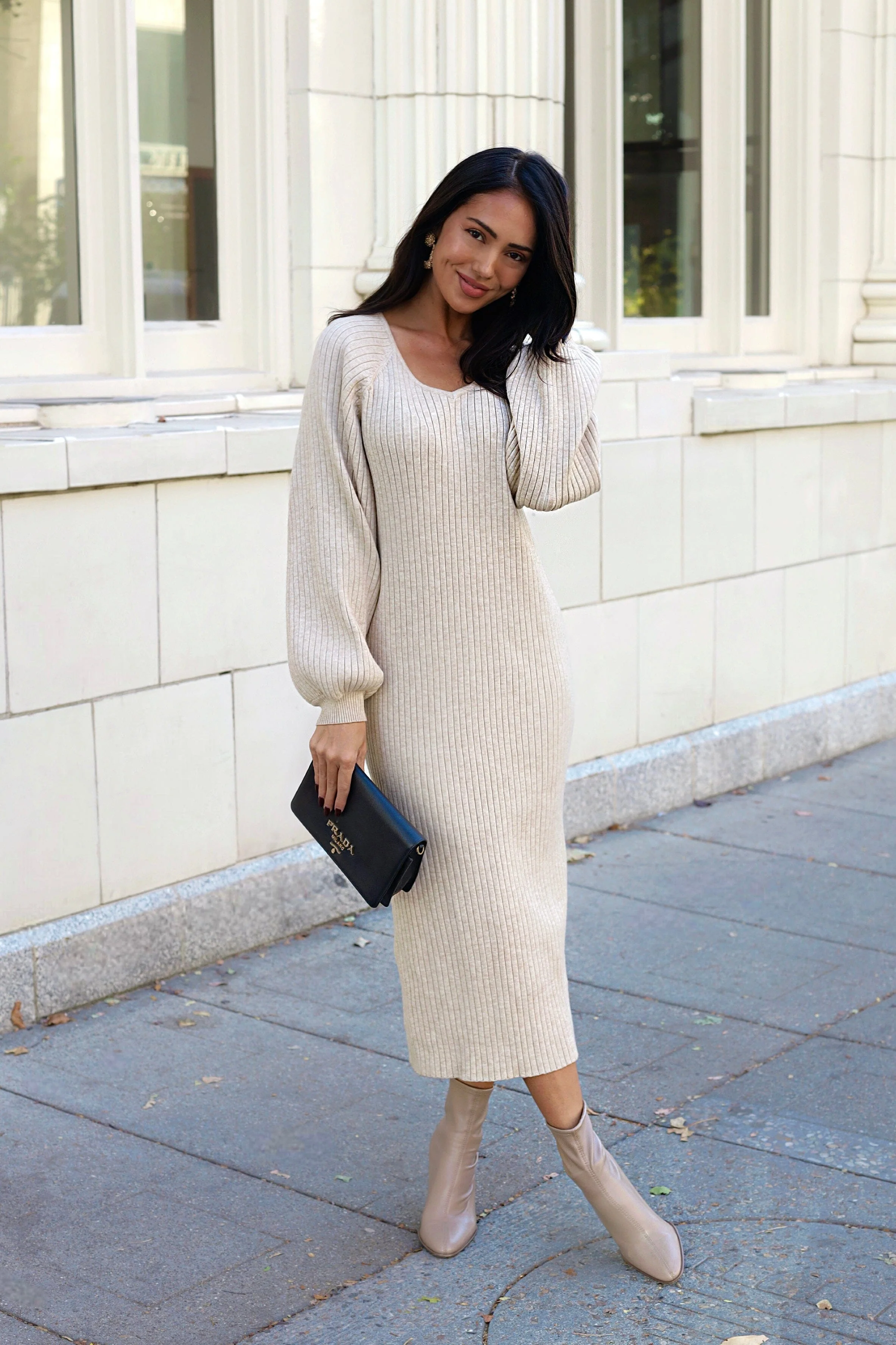 The Romee Oatmeal Dresses - XNAUWBI