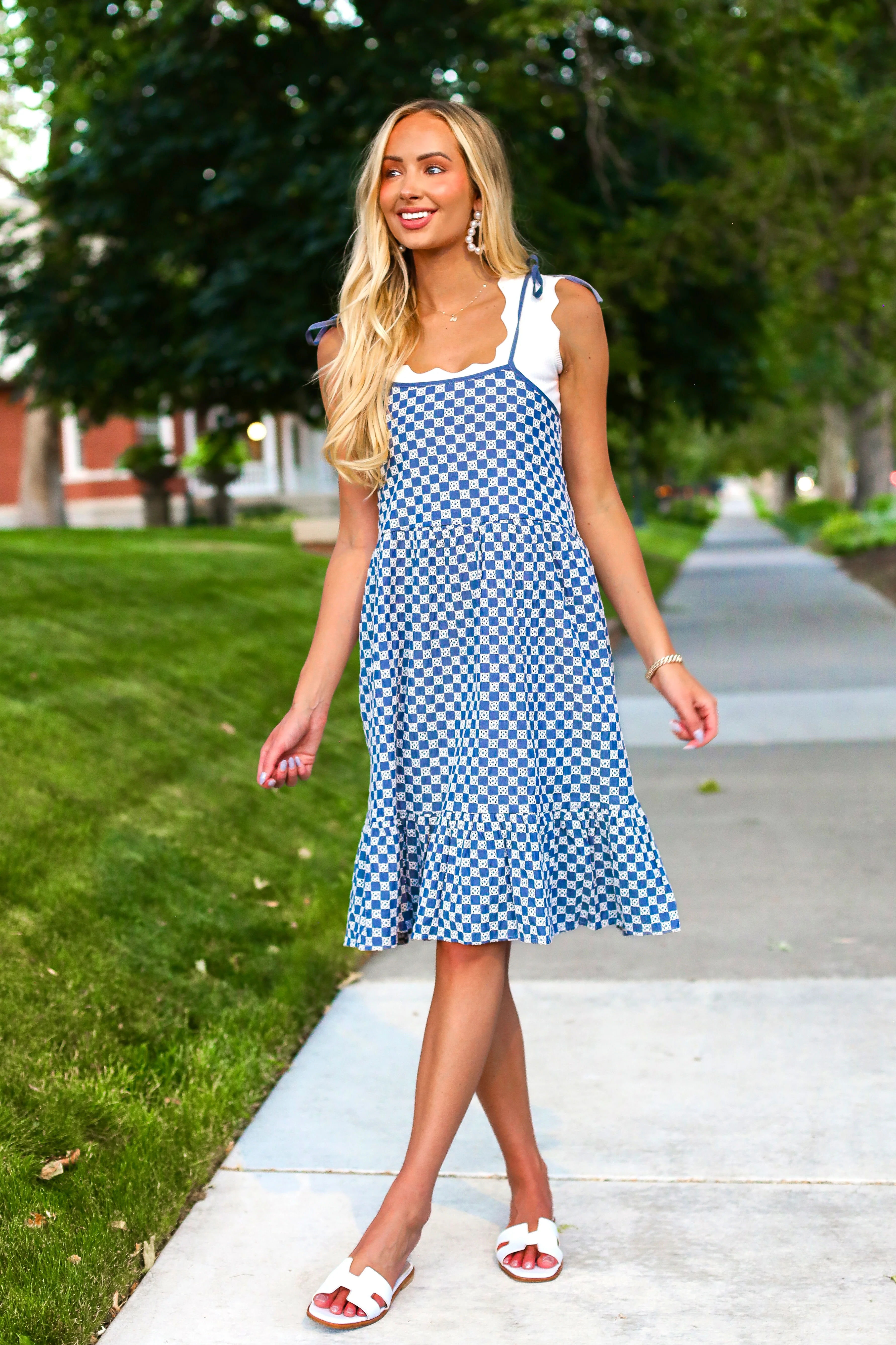 The Leon Denim Checkered Dresses - XNAUWBI