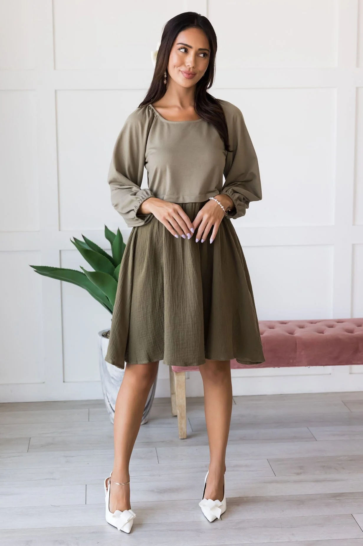 The Dawn Dusty Olive Dresses - XNAUWBI