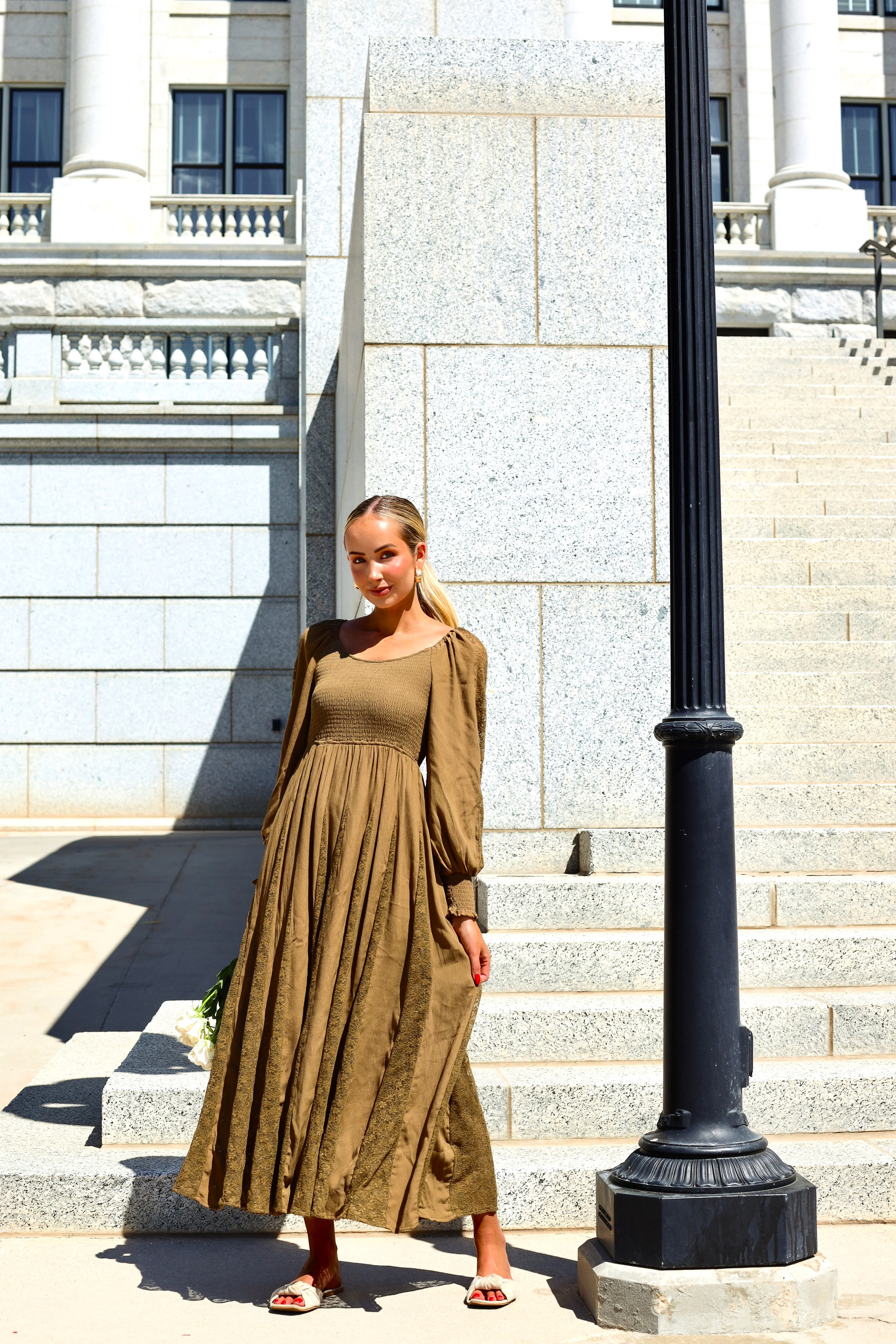 The Brenet Citrine Olive Dresses - XNAUWBI