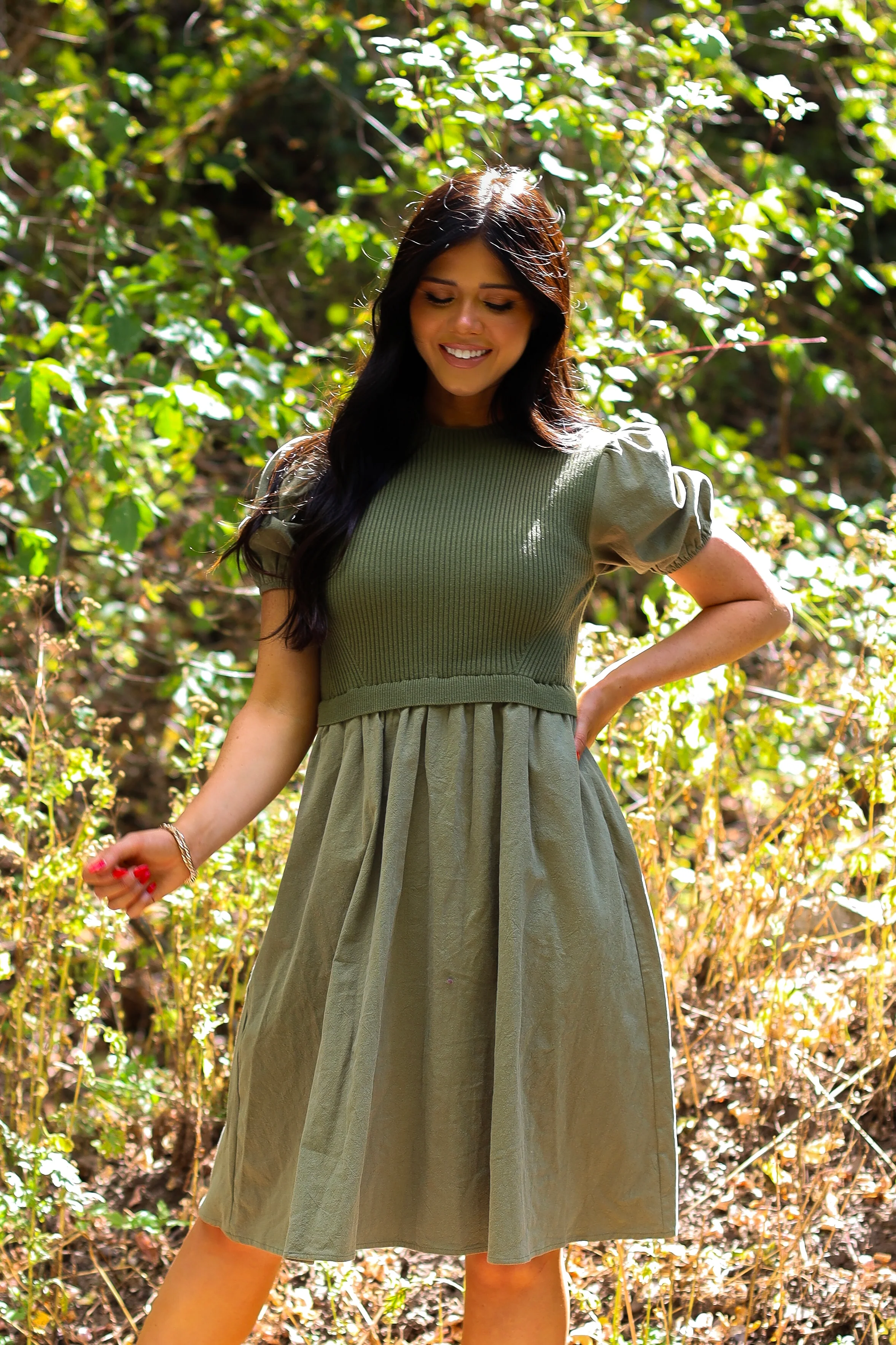 The Rosalie Dusty Olive Dresses - XNAUWBI