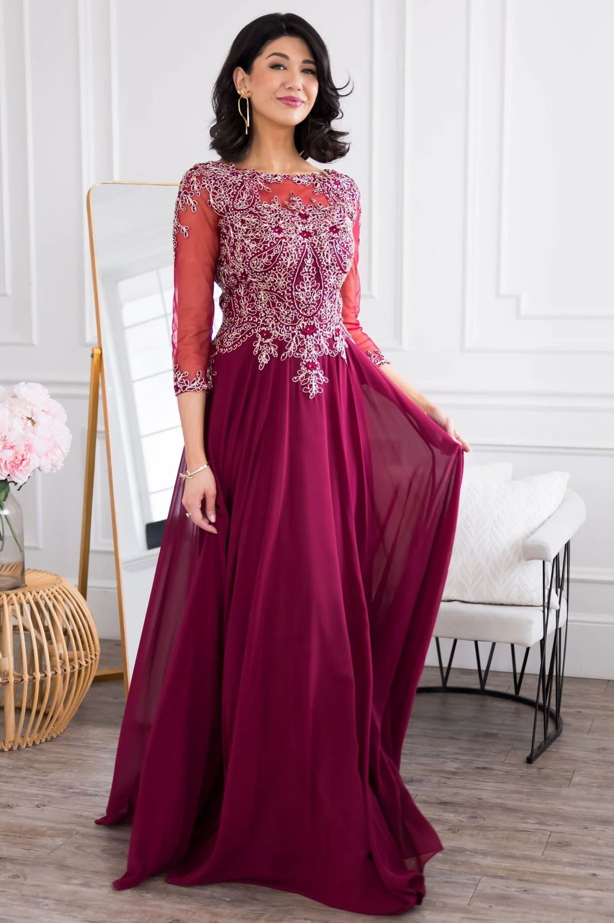 The Aurora Deep Burgundy Dresses - XNAUWBI