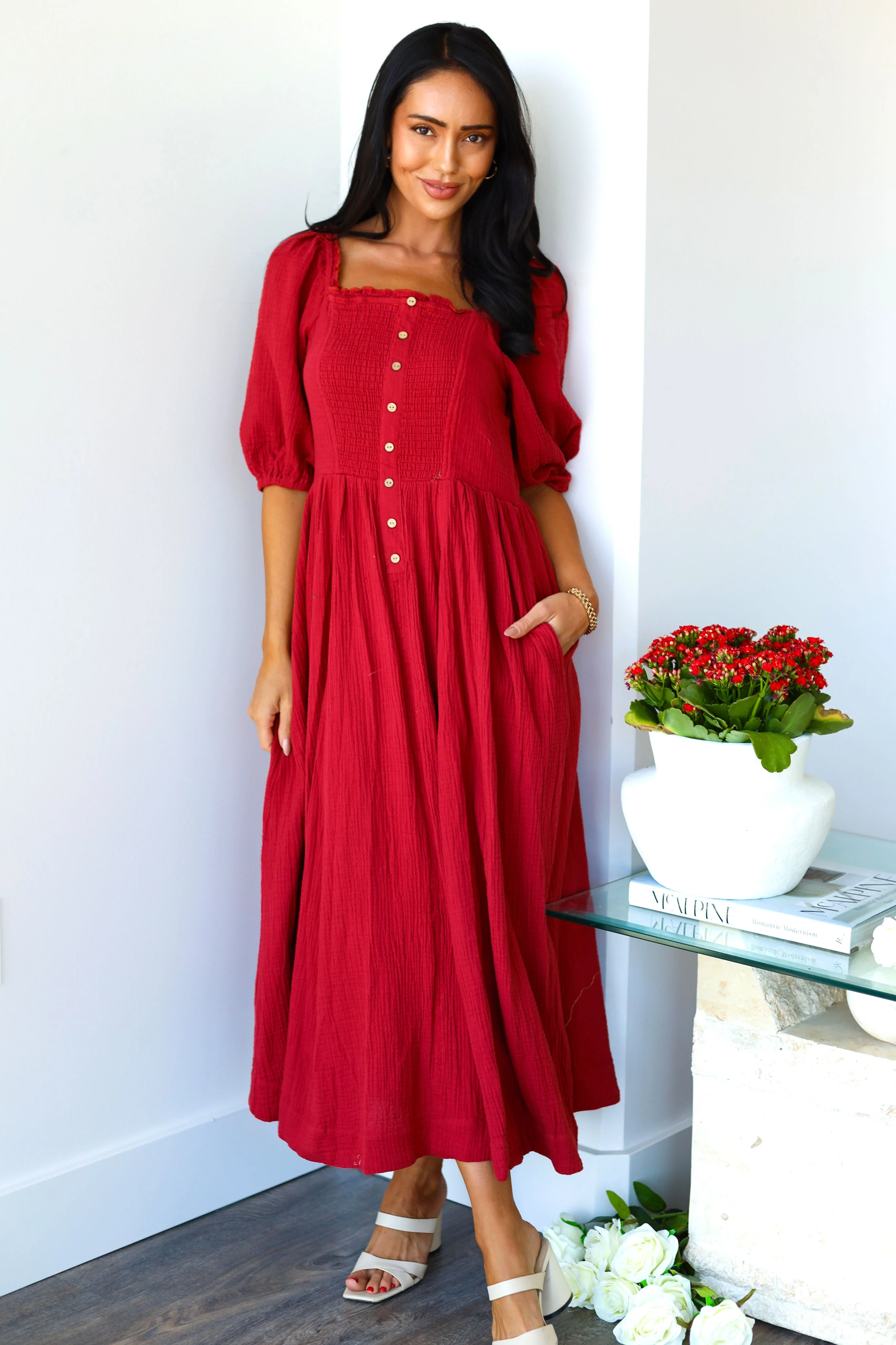 The Lylie Cranberry Dresses - XNAUWBI
