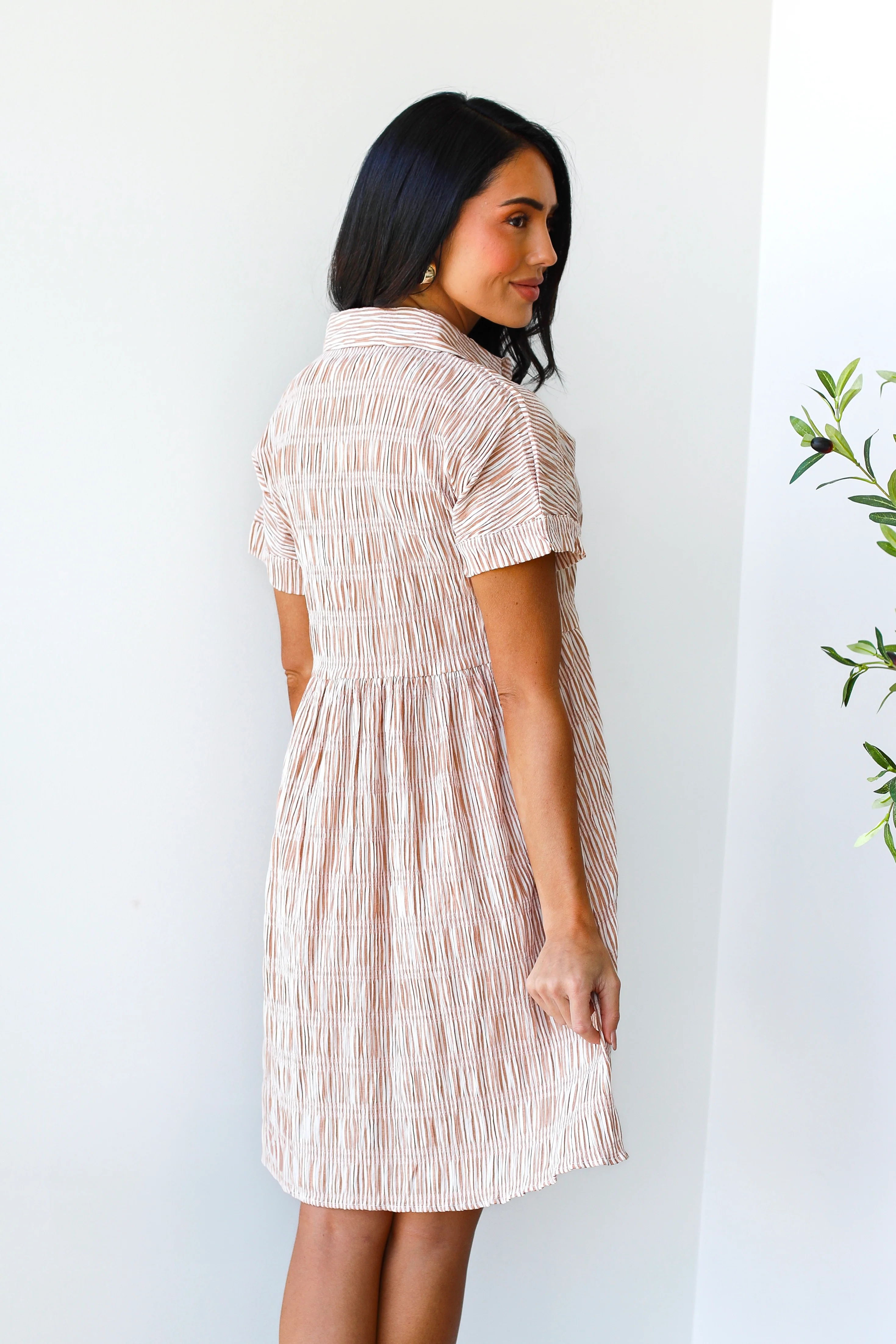 The Blanche Terracotta Stripe Dresses - XNAUWBI