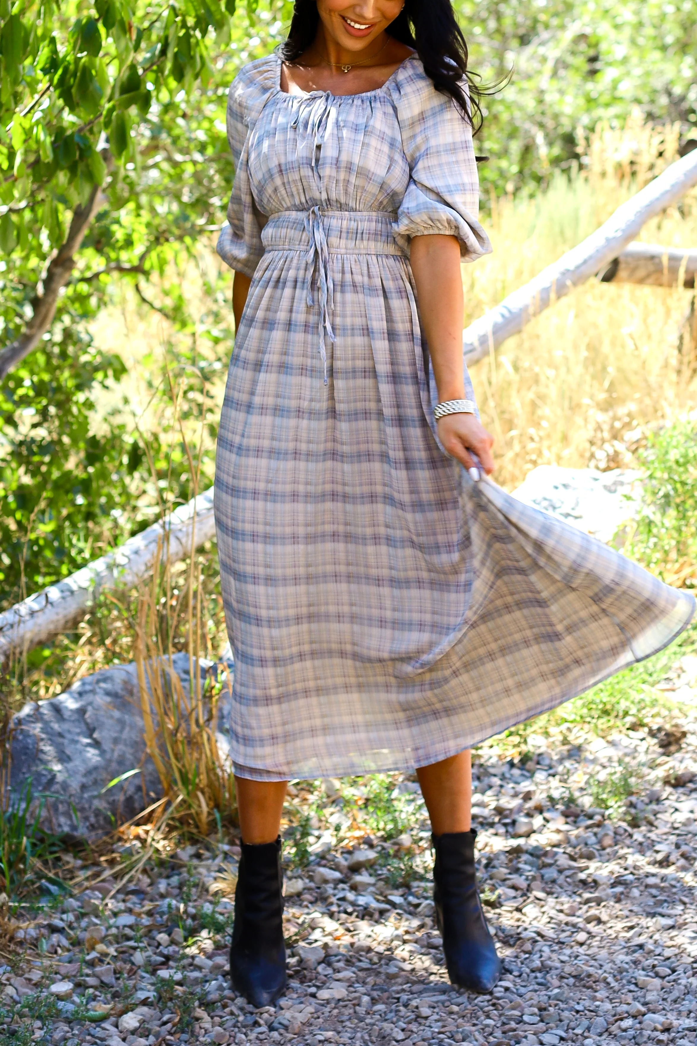 The Dyer Frosty Plaid Dresses - XNAUWBI