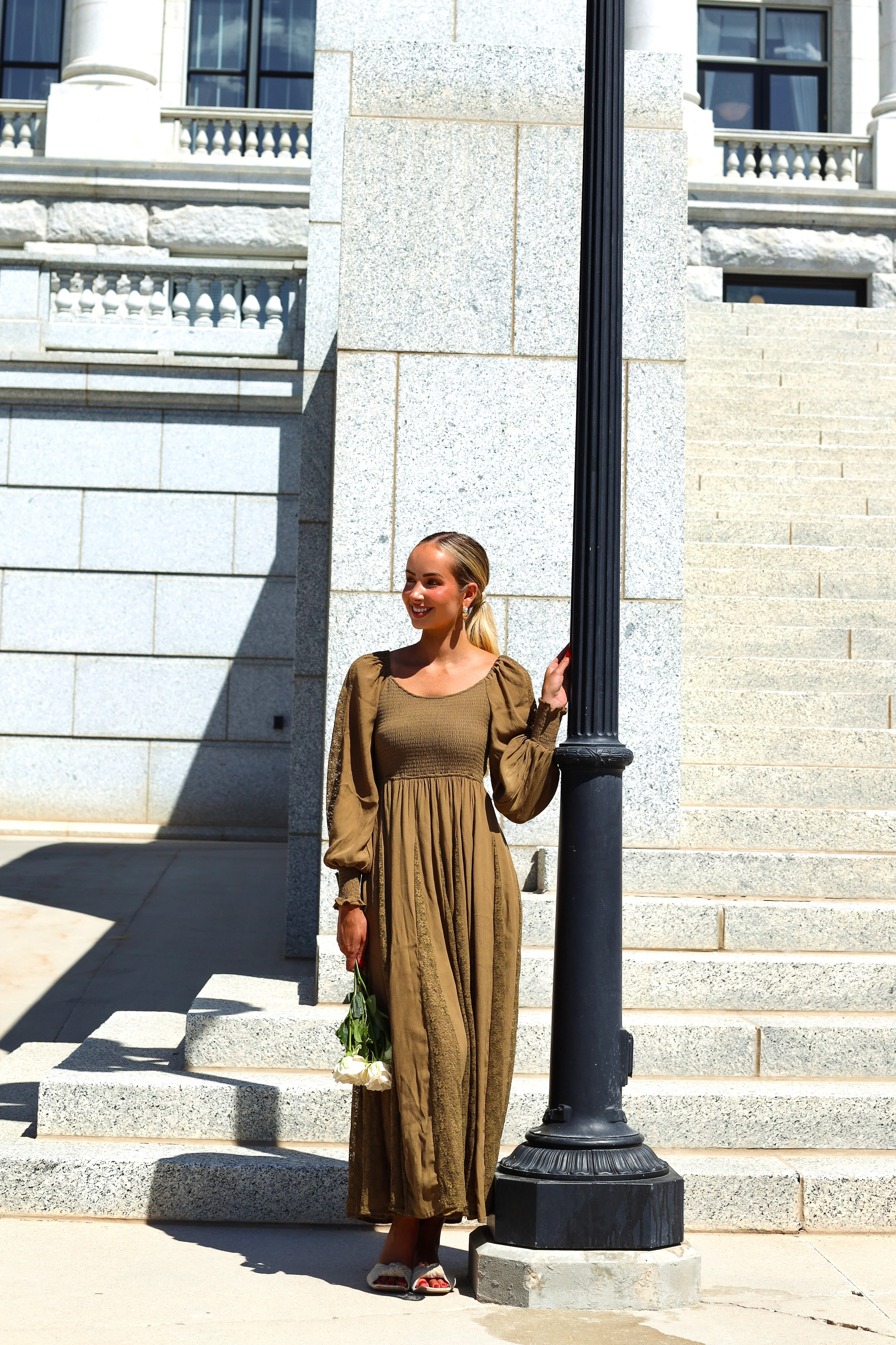 The Brenet Citrine Olive Dresses - XNAUWBI