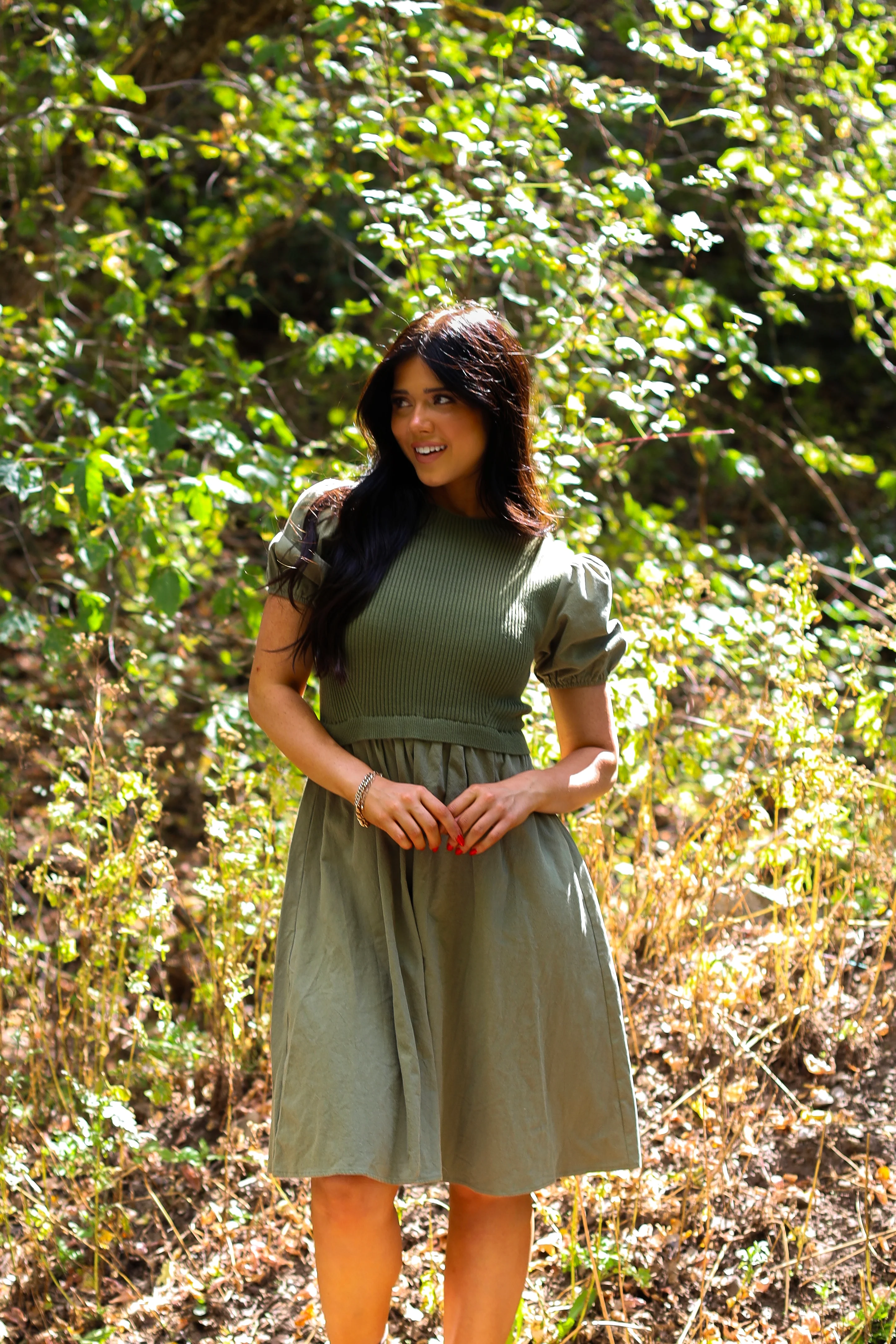The Rosalie Dusty Olive Dresses - XNAUWBI