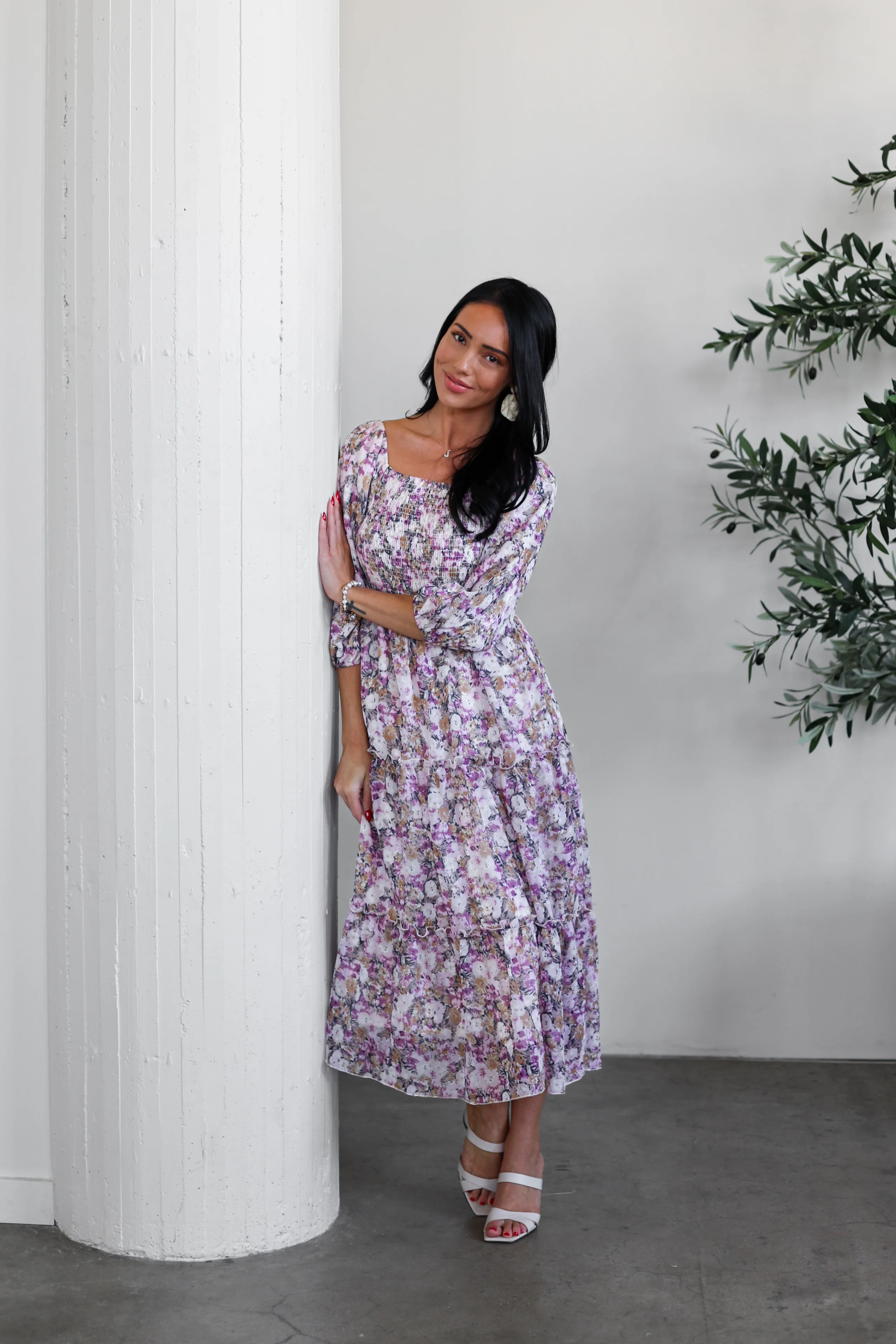 The Greta Lavender Lotus Dresses - XNAUWBI