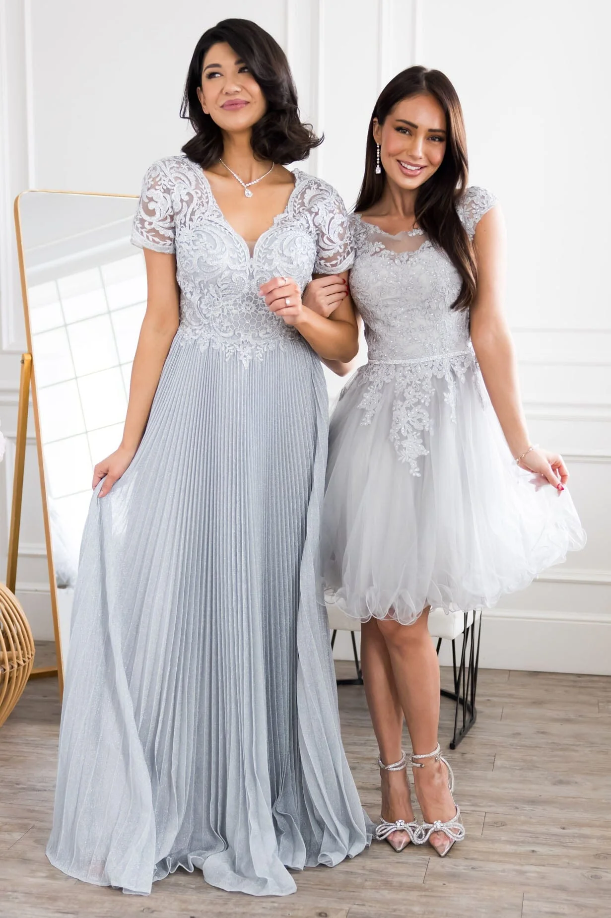 The Tiana Soft Silver Sparkle Dresses - XNAUWBI