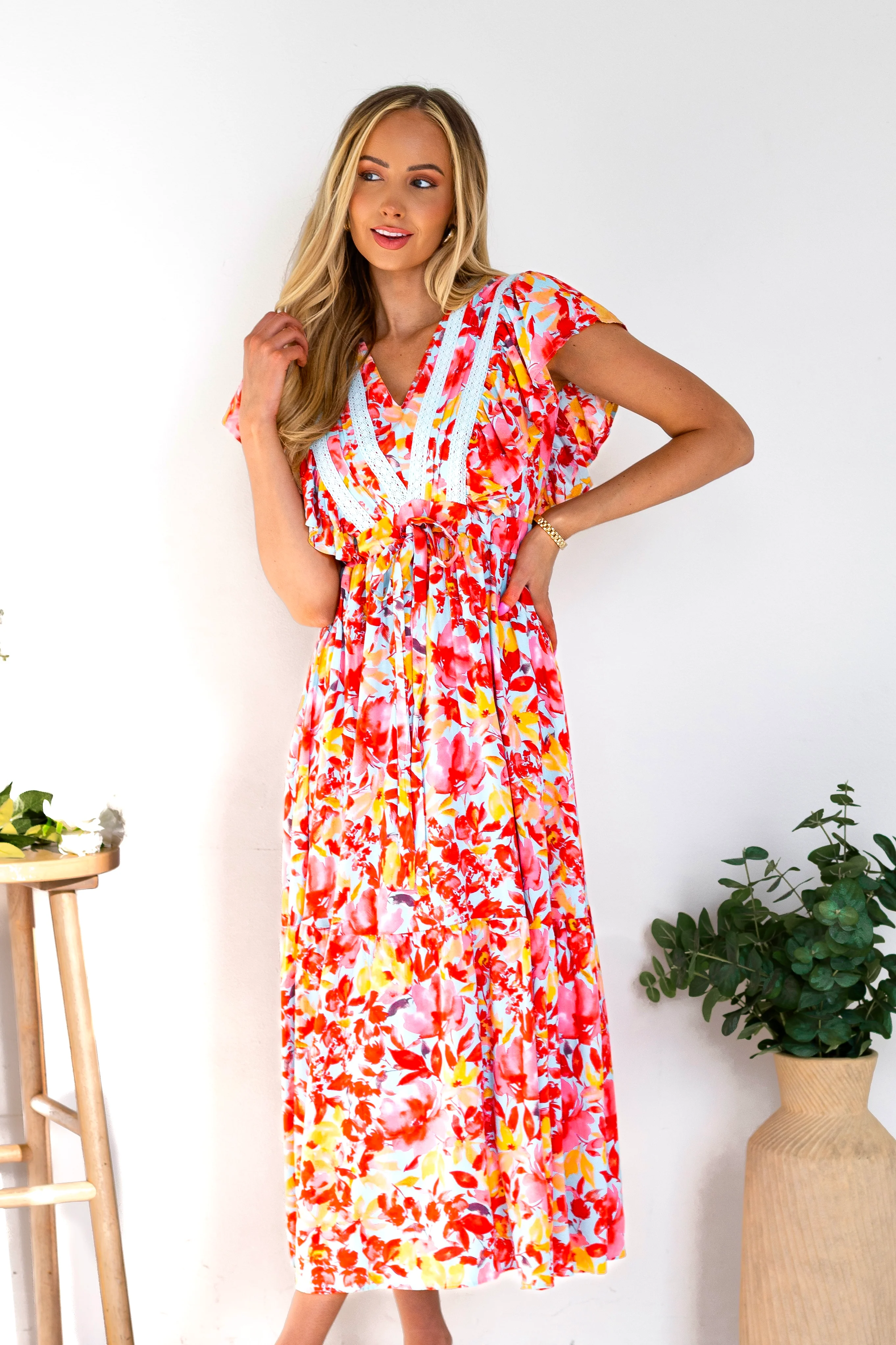 The Gem Light Blue/Pink/Taupe Dresses - XNAUWBI