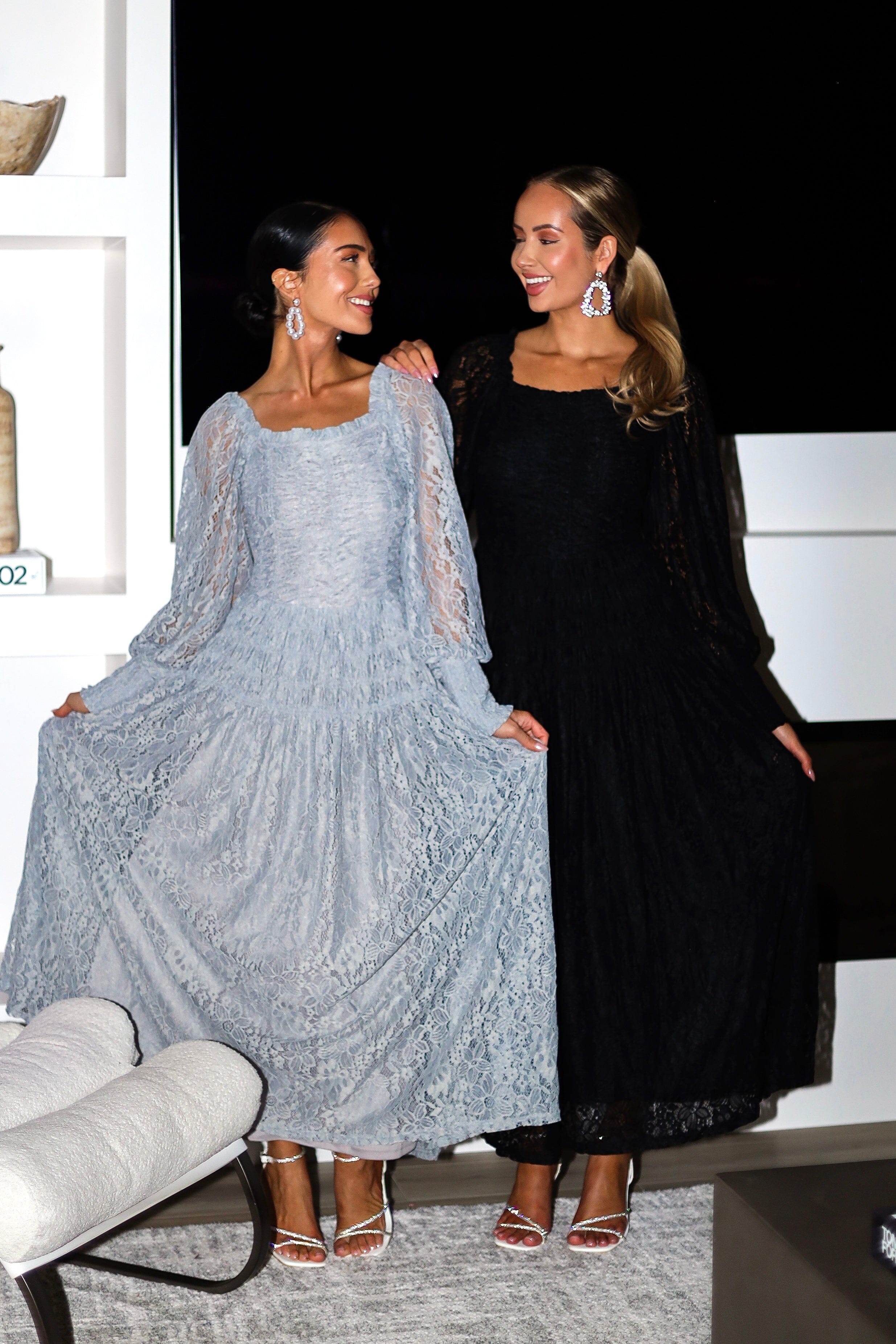 The Connie Grey Lace Dresses - XNAUWBI