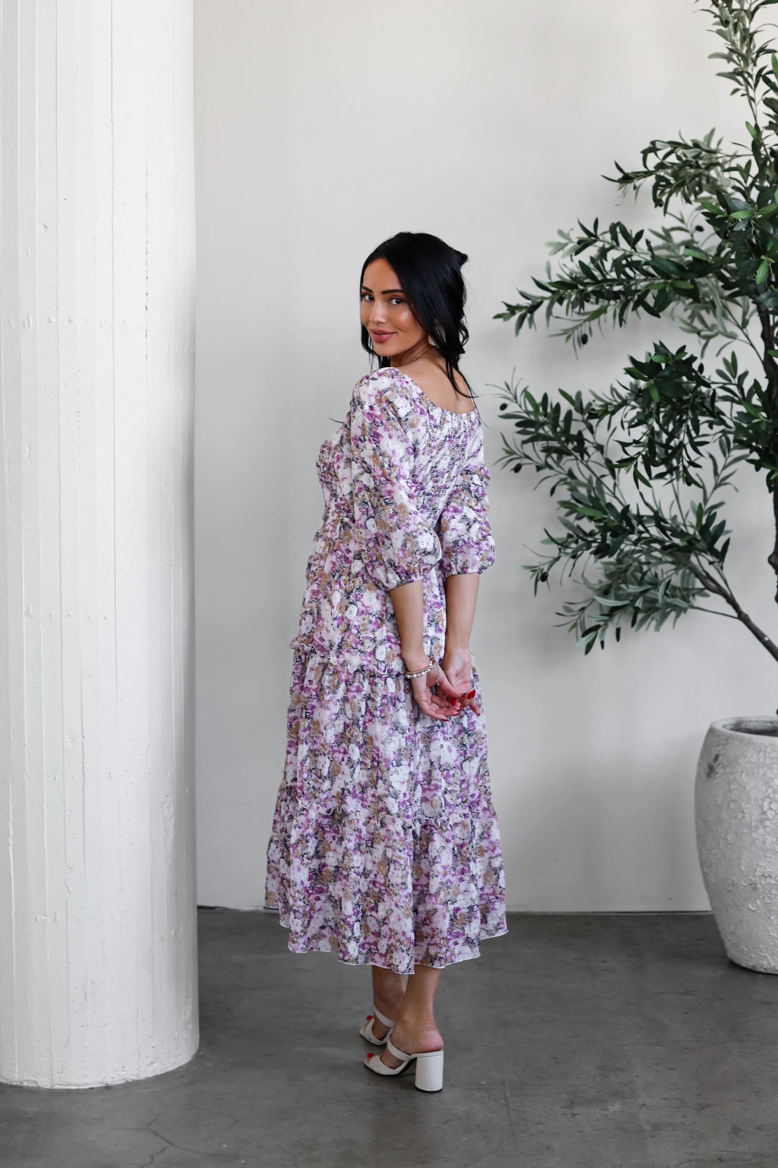 The Greta Lavender Lotus Dresses - XNAUWBI