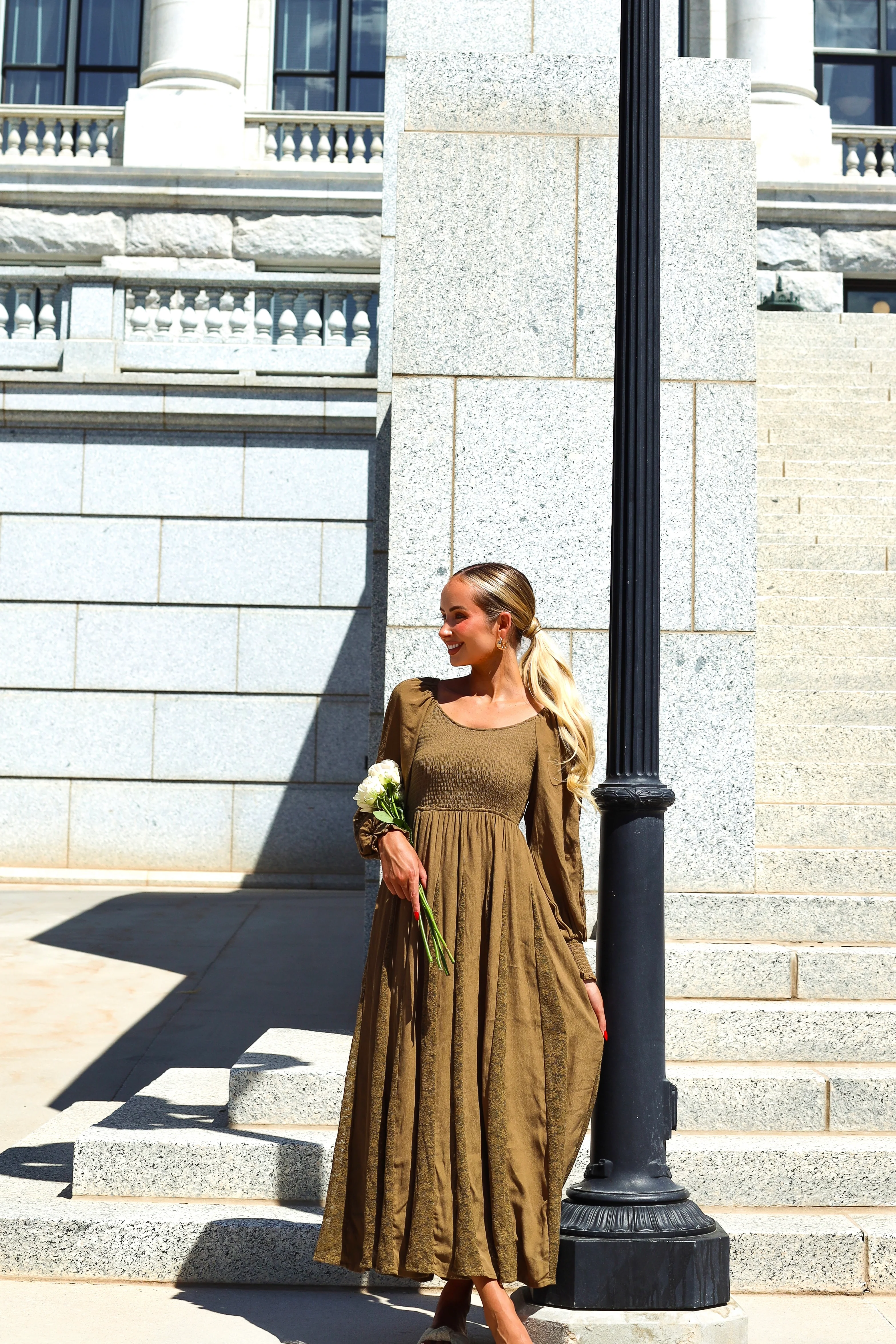 The Brenet Citrine Olive Dresses - XNAUWBI